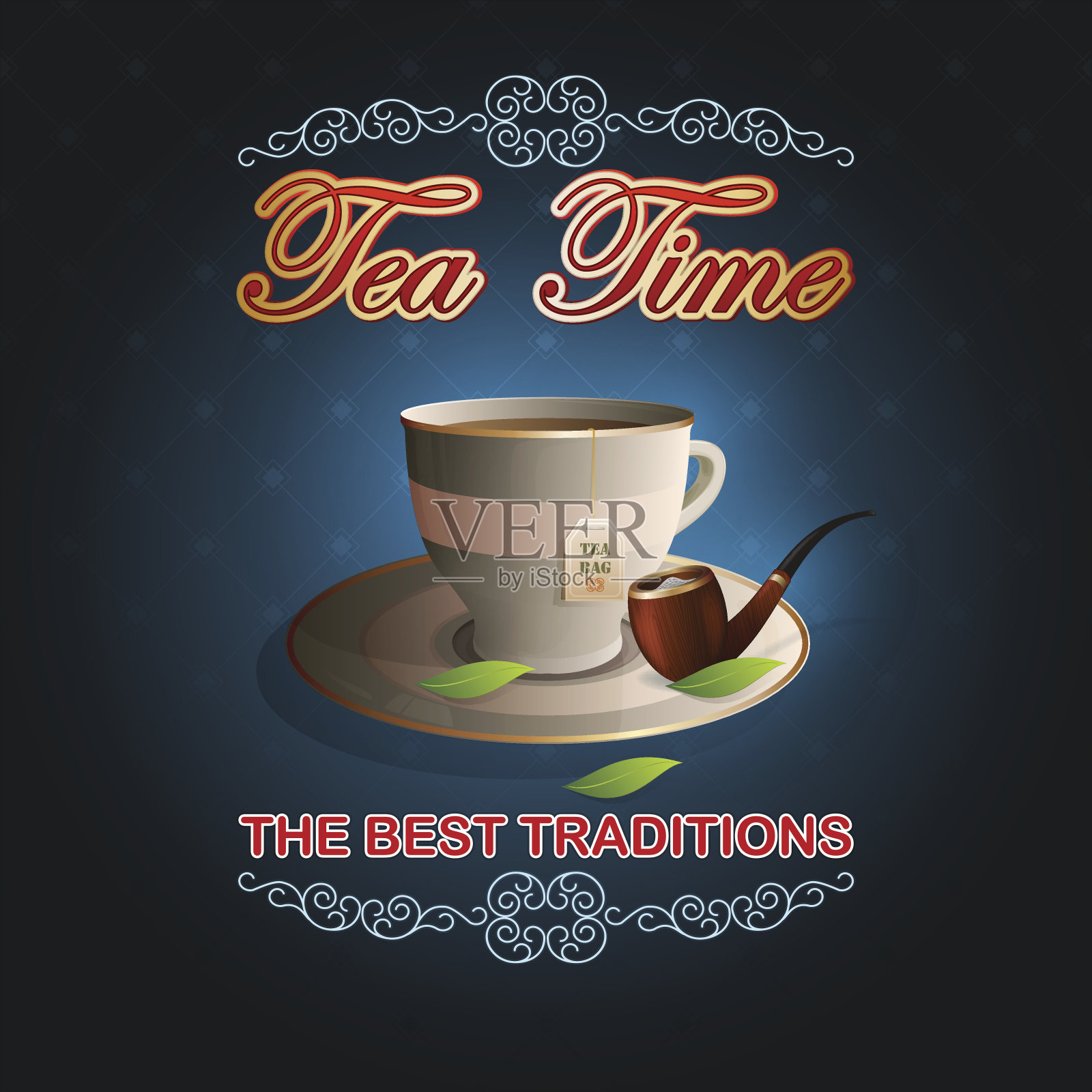 五点，喝茶时间插画图片素材