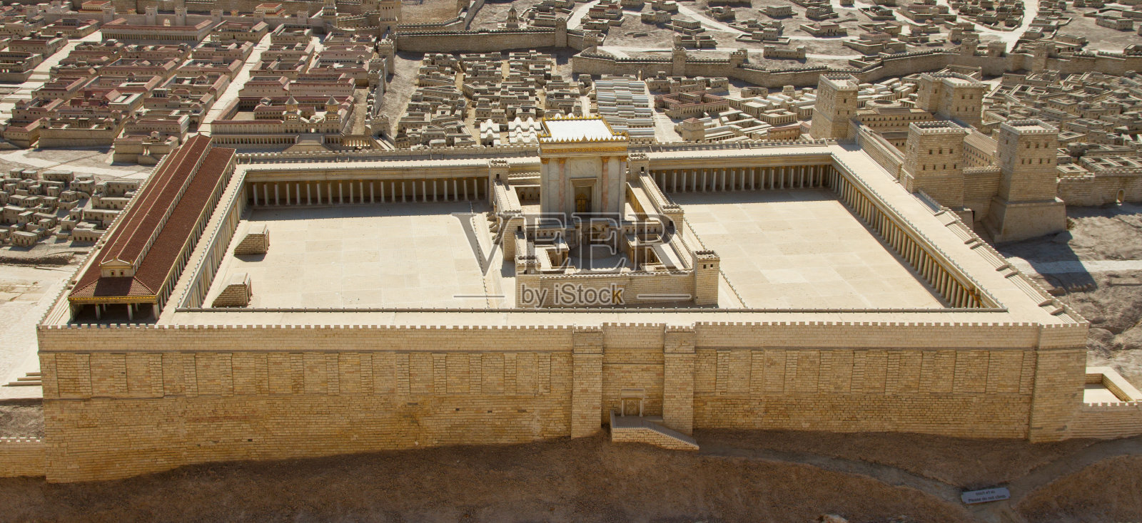 古代耶路撒冷的模型，对圣殿的看法照片摄影图片