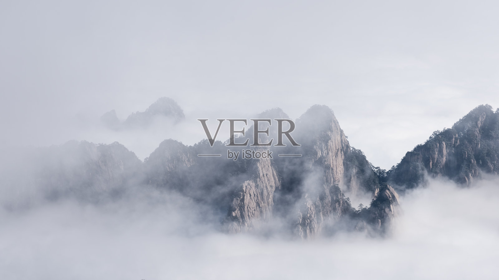 黄山，中国雾凇云海照片摄影图片