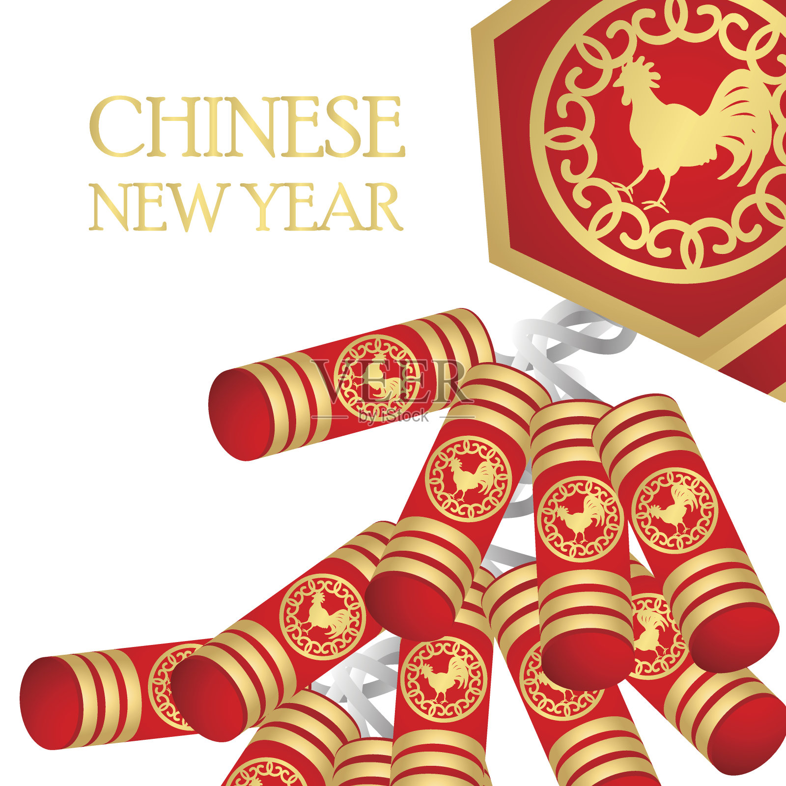 白色背景的中国新年插画图片素材