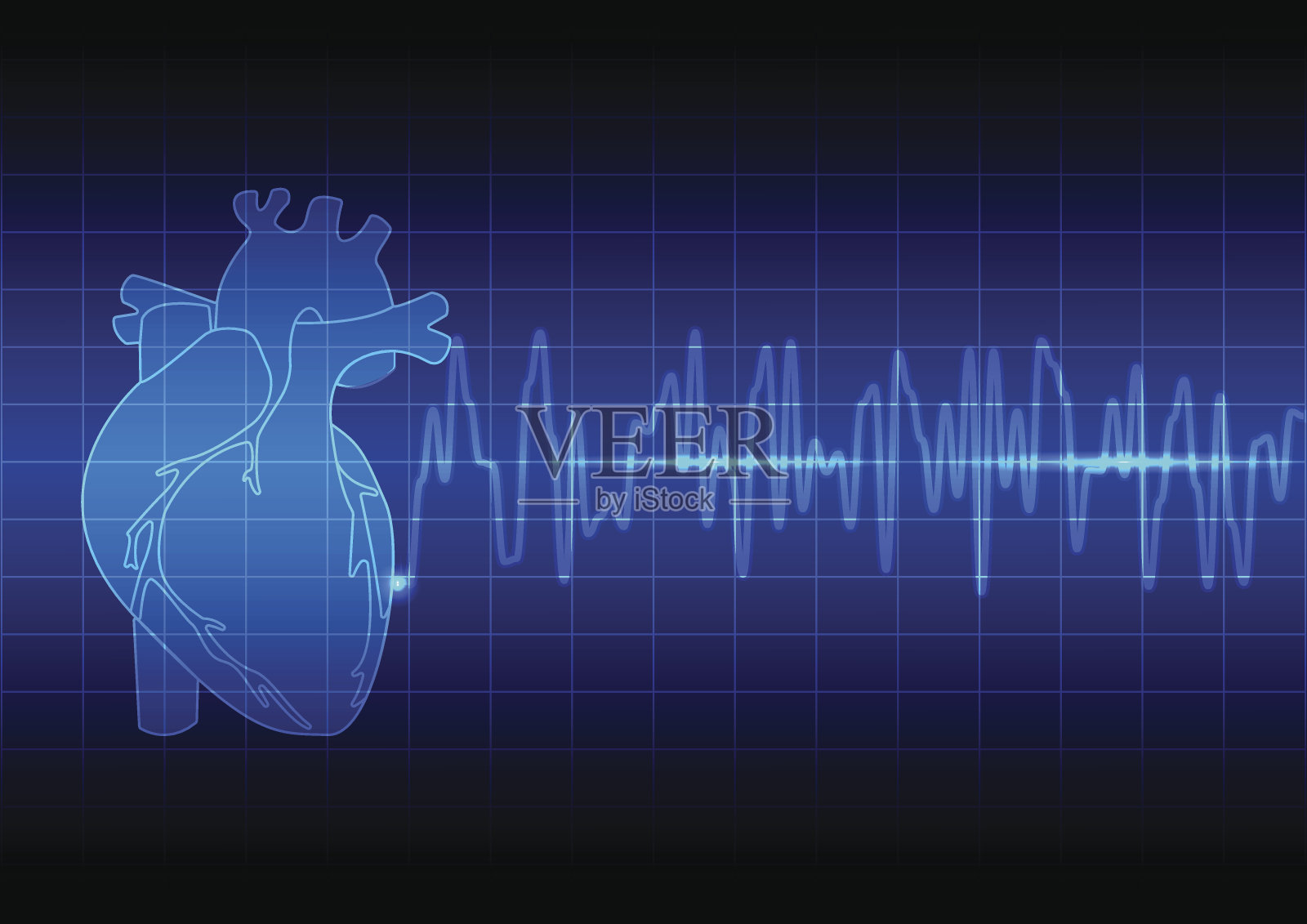 矢量插图心脏节律心电图在蓝色背景插画图片素材