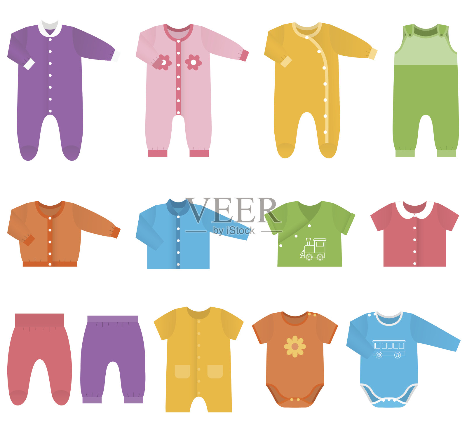 婴儿衣服的矢量图标。插画图片素材