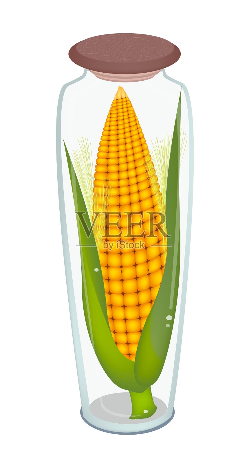 玻璃瓶里的玉米穗插画图片素材