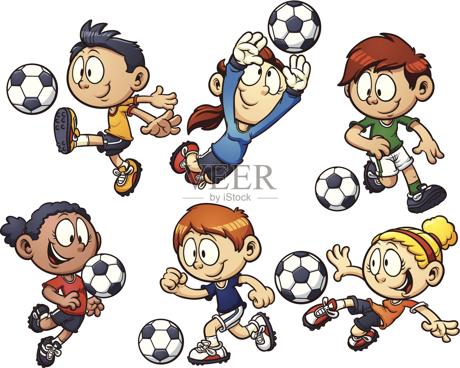 卡通足球的孩子设计元素图片