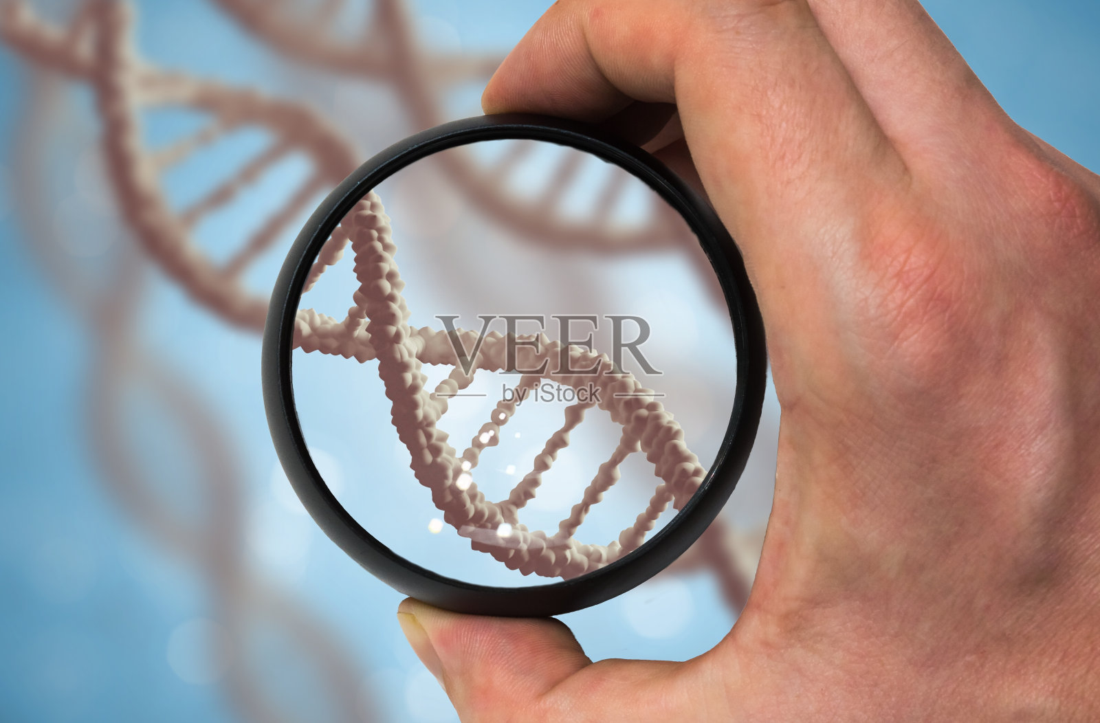 科学家检测DNA分子。遗传学研究的概念。插画图片素材