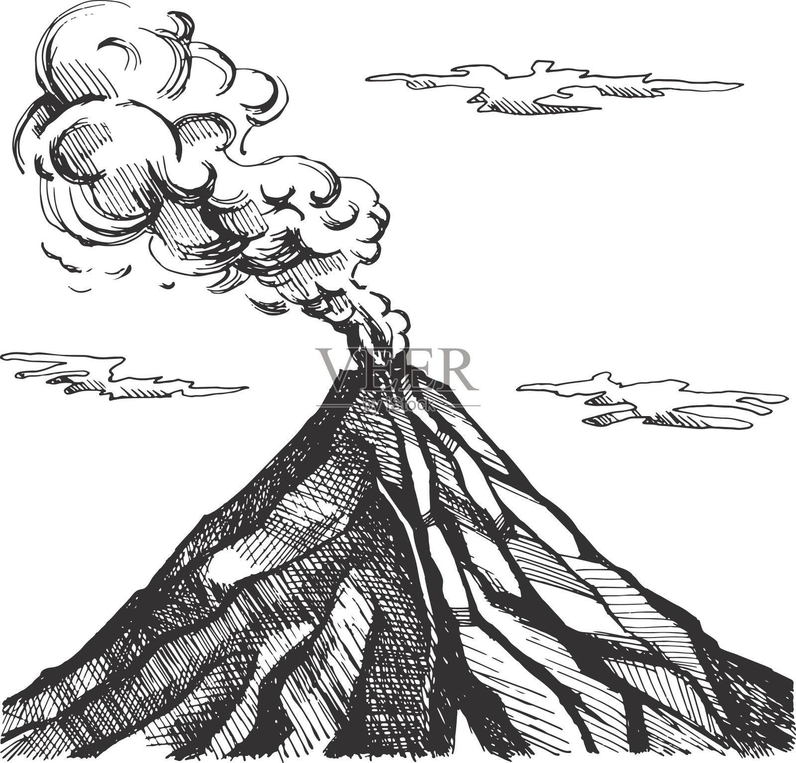 火山的矢量草图插画图片素材
