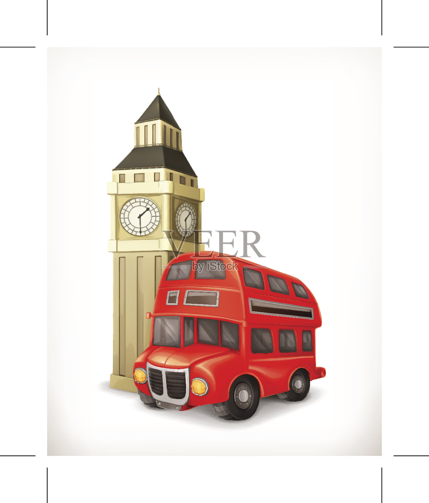 伦敦双层巴士，矢量图设计元素图片