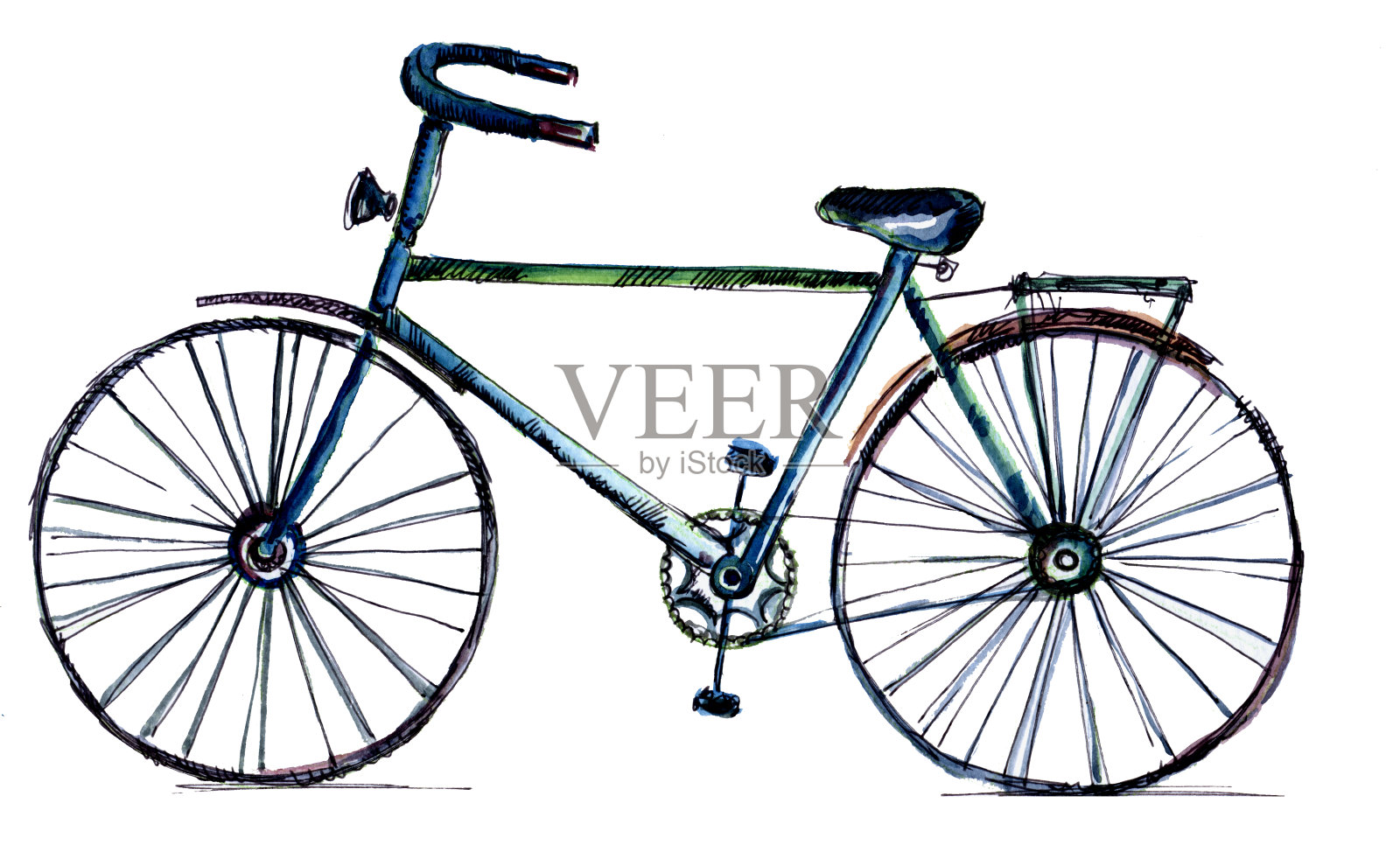 城市自行车,手绘设计元素图片