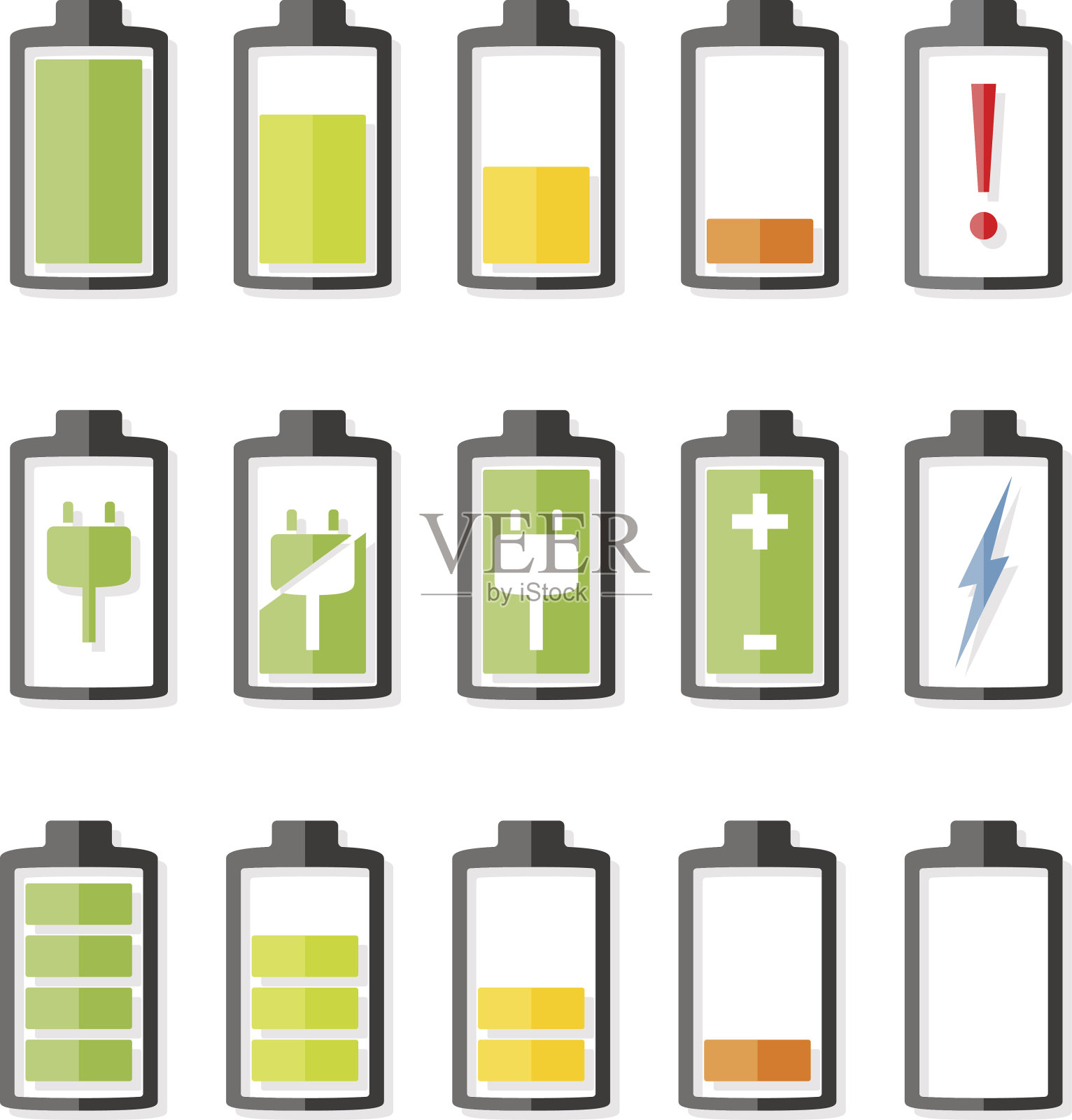 一组简单的电池充电图标设计元素图片
