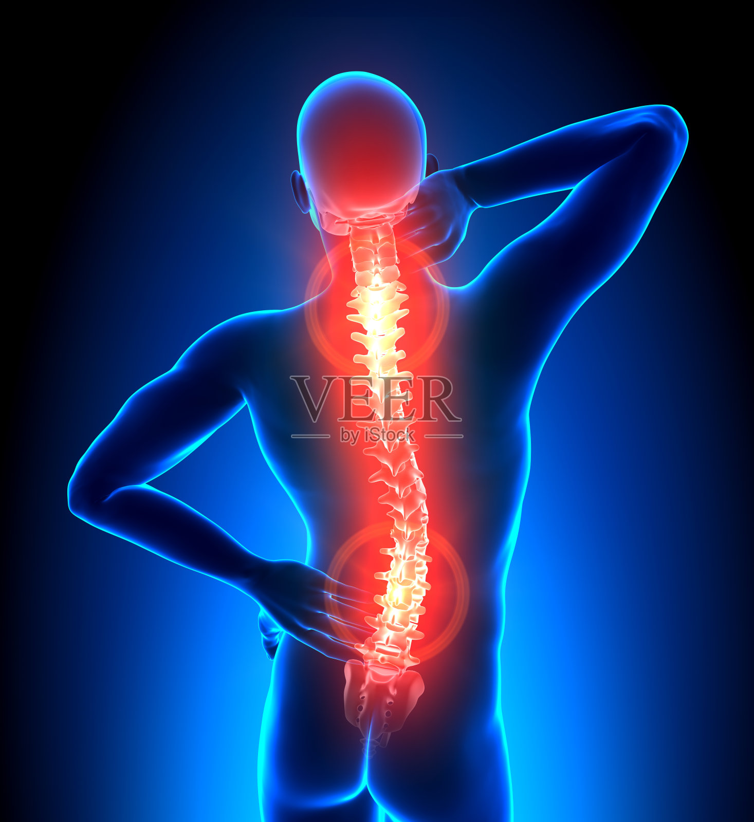 男性受伤脊柱-椎骨疼痛照片摄影图片