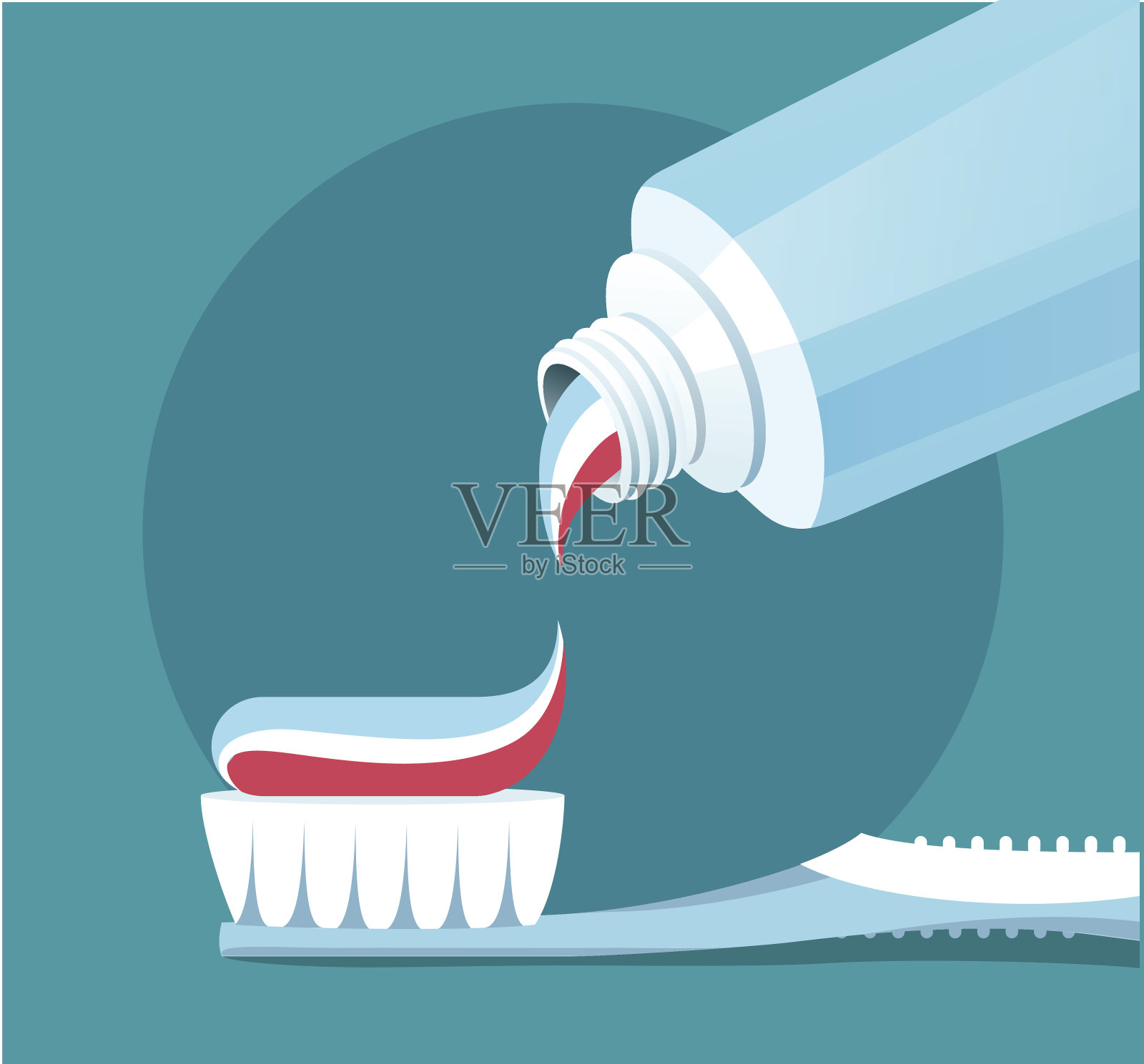 刷牙。牙膏从管子里出来的特写。插画图片素材