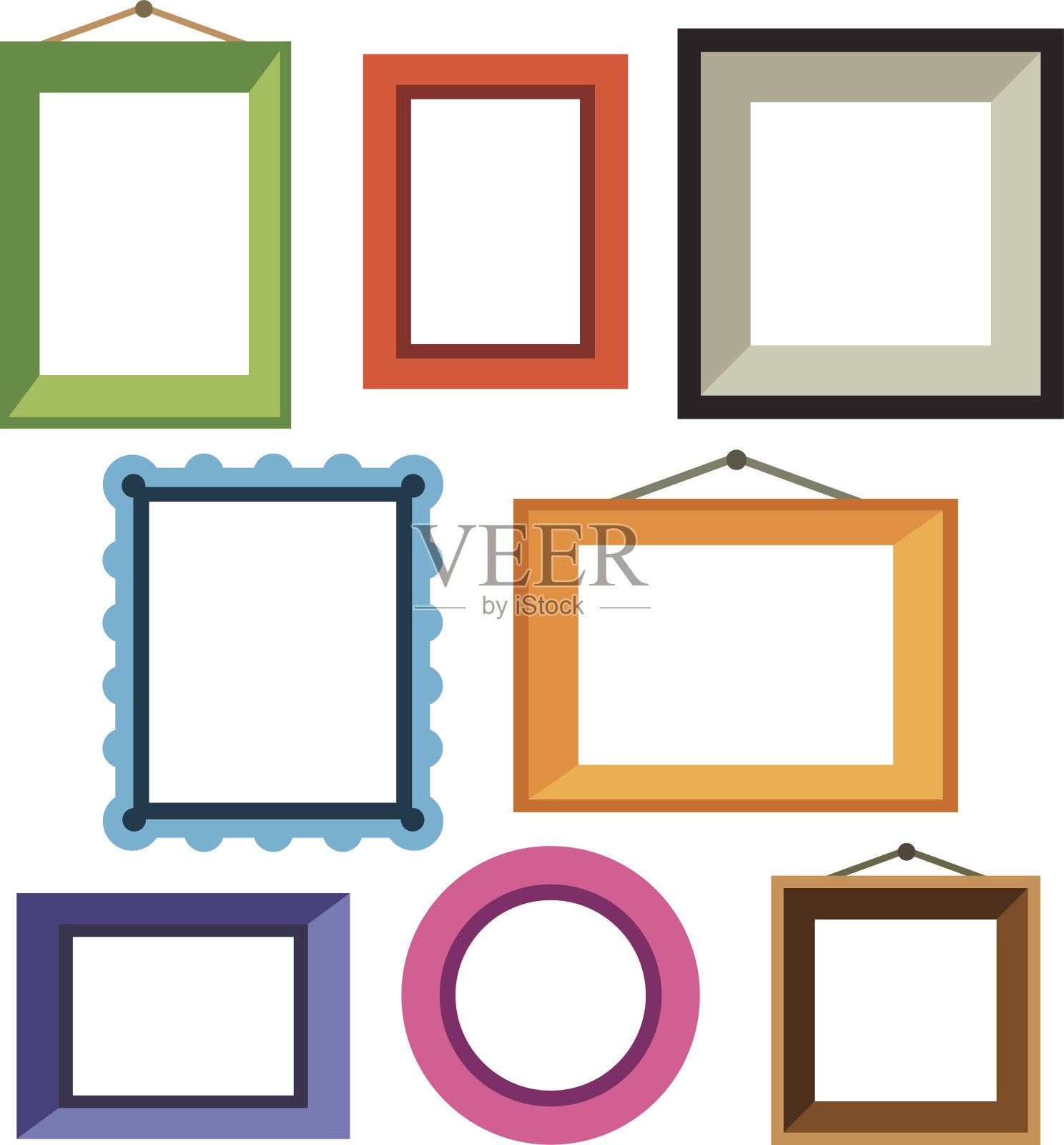 矢量集不同的彩色相框设计元素图片