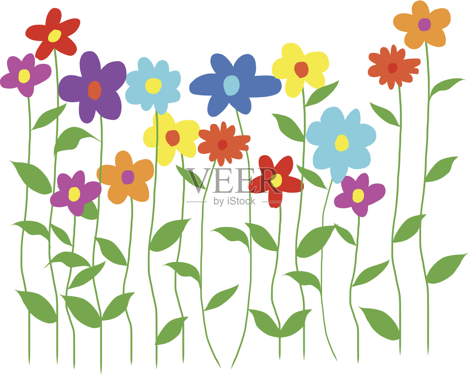 花卉生长手绘。矢量插图EPS10插画图片素材
