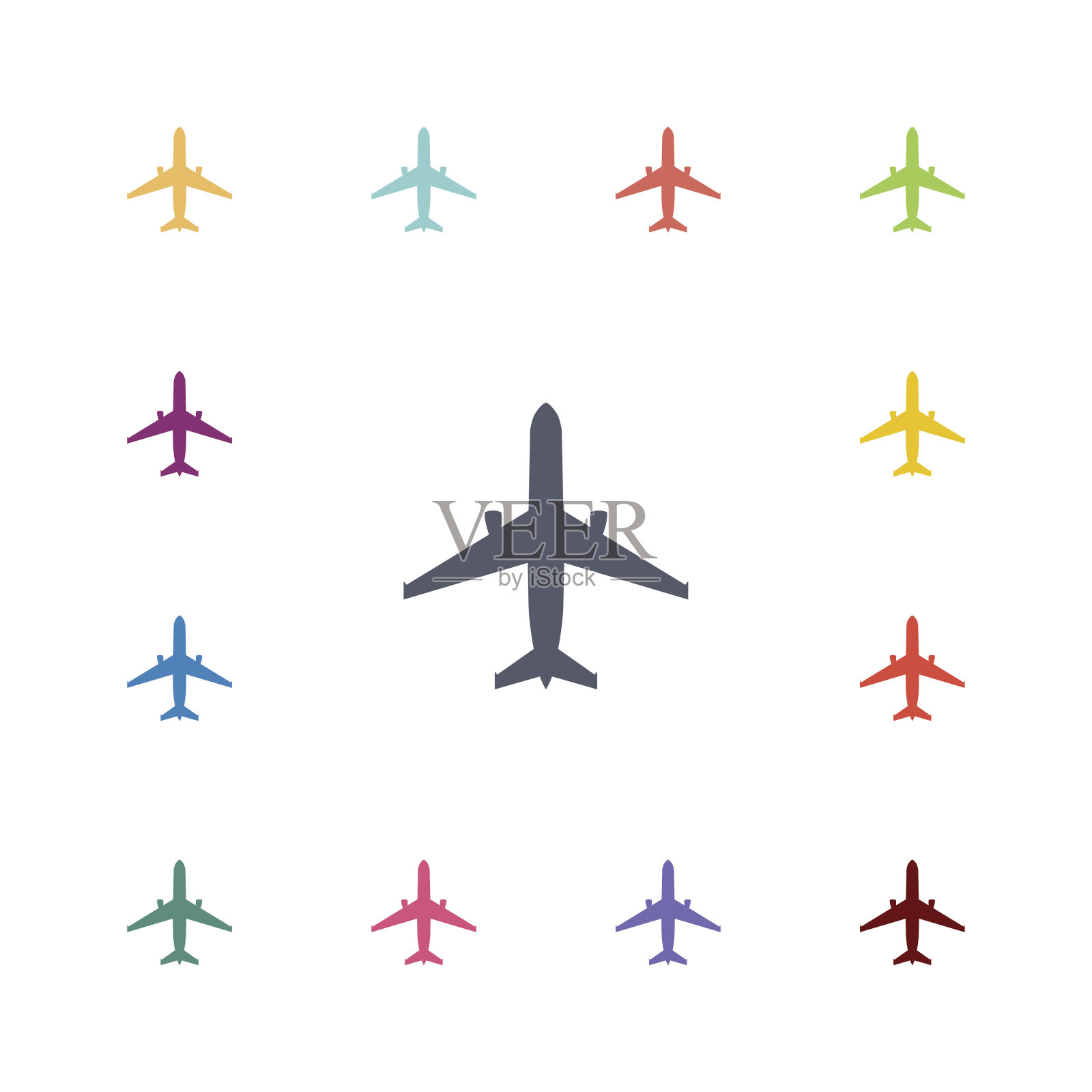 飞机平面图标集图标素材
