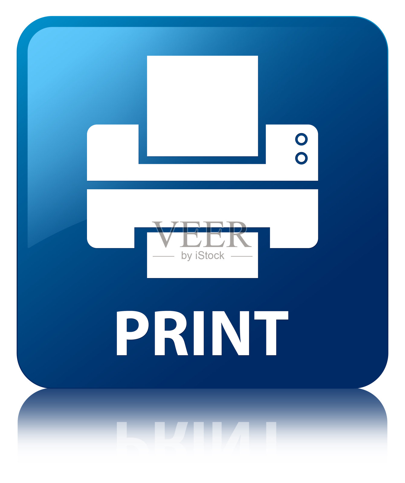 打印(打印机图标)蓝色方形按钮插画图片素材