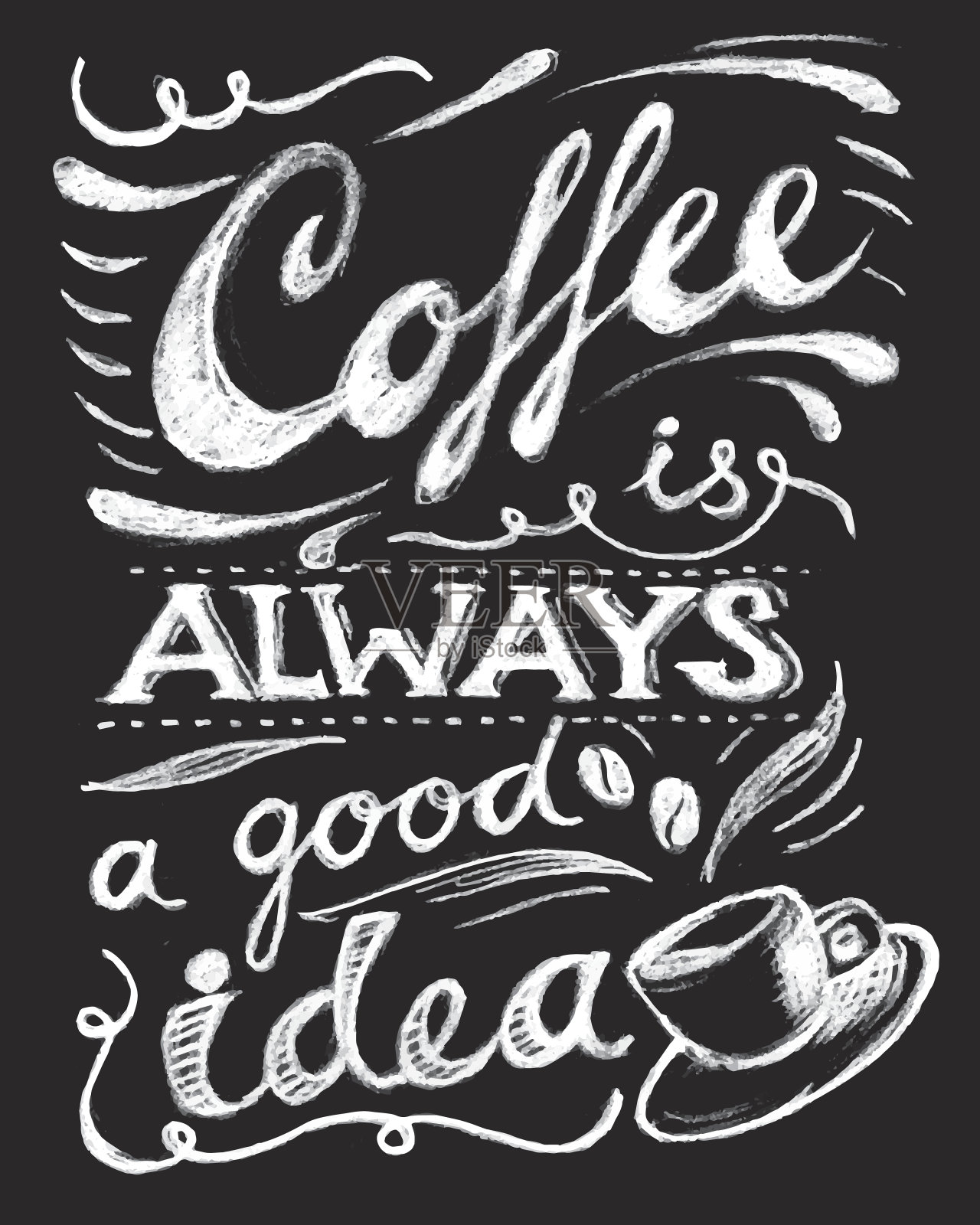 在咖啡上刻上字母总是一个好主意。插画图片素材