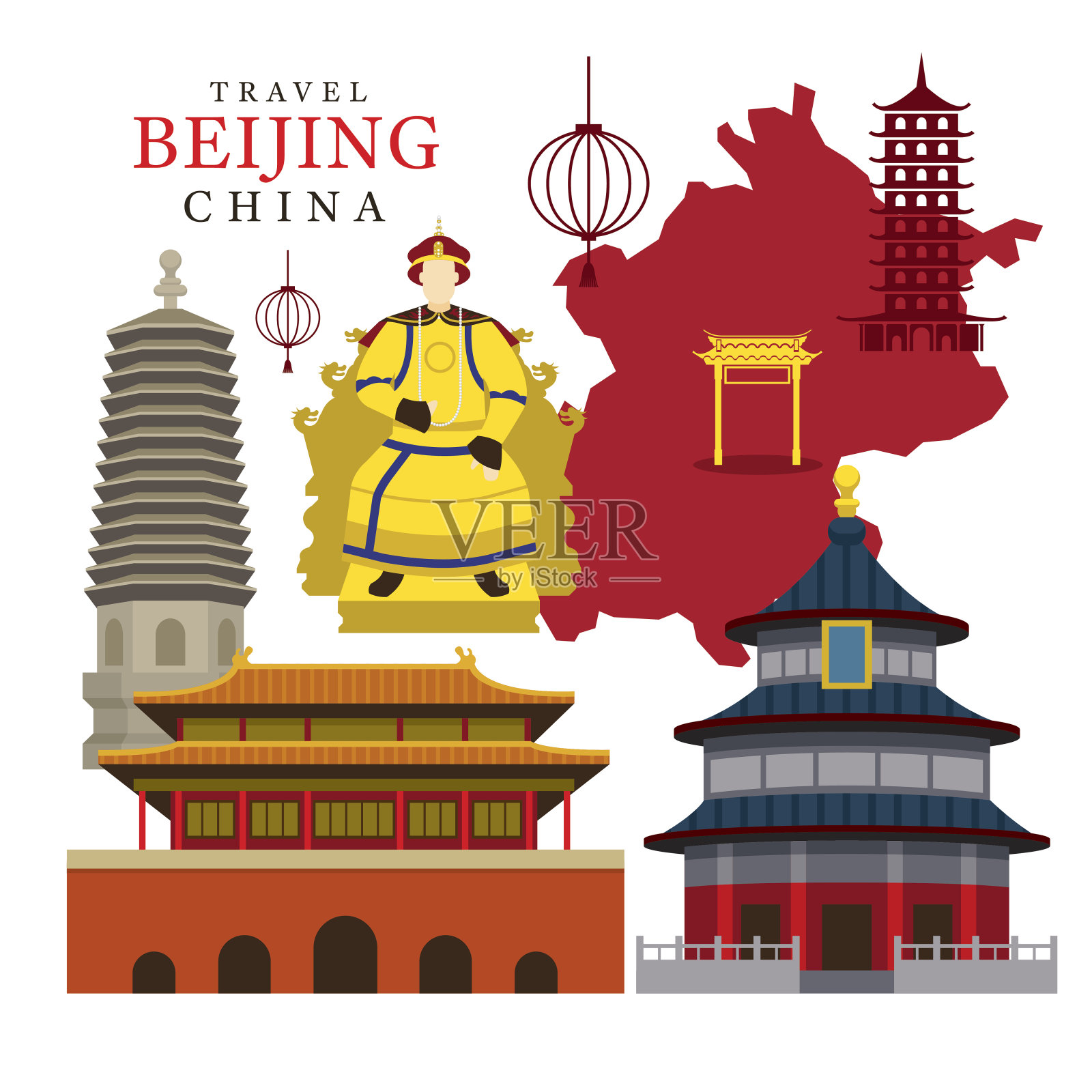 北京,中国旅行插画图片素材