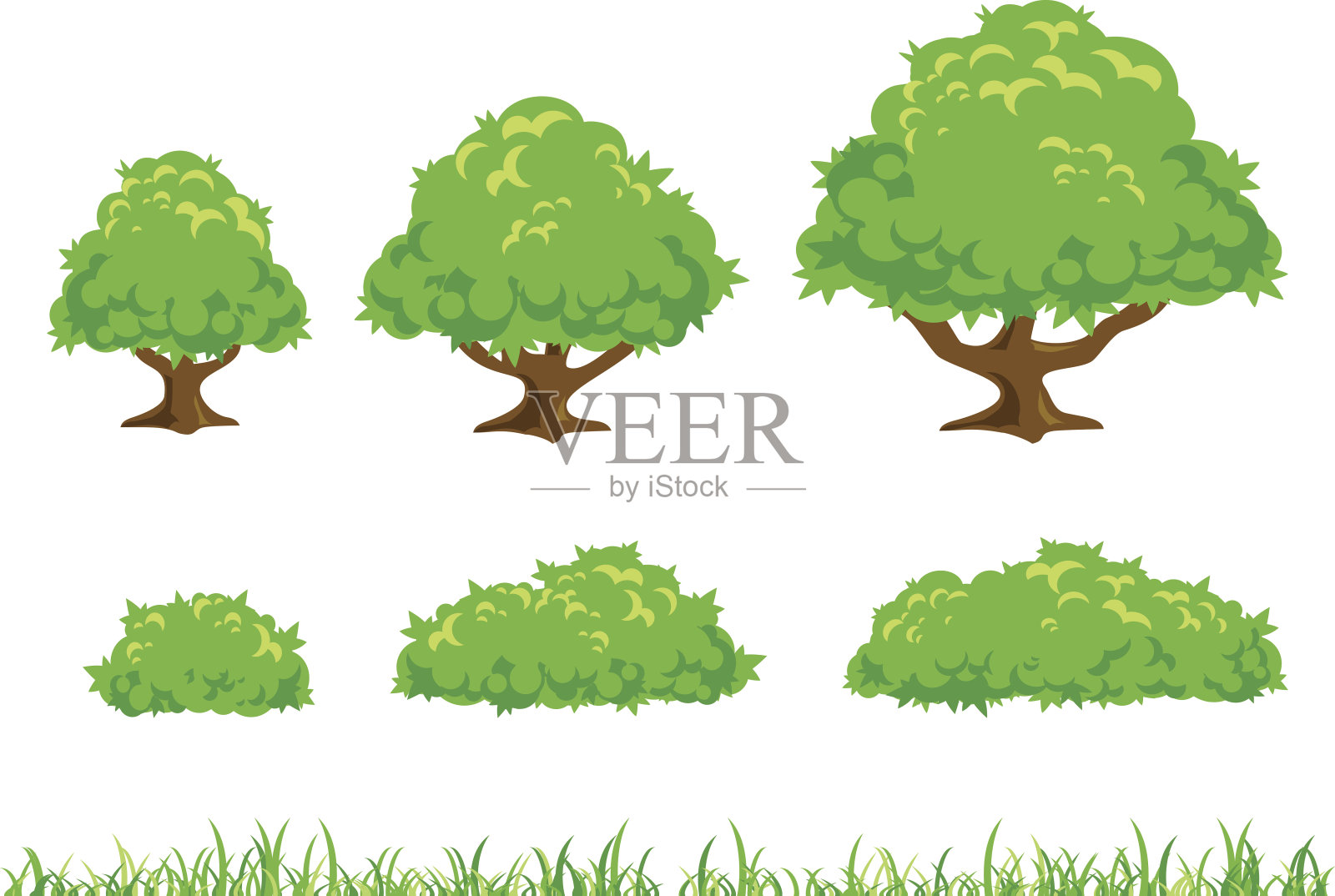 简单的树和灌木插图插画图片素材
