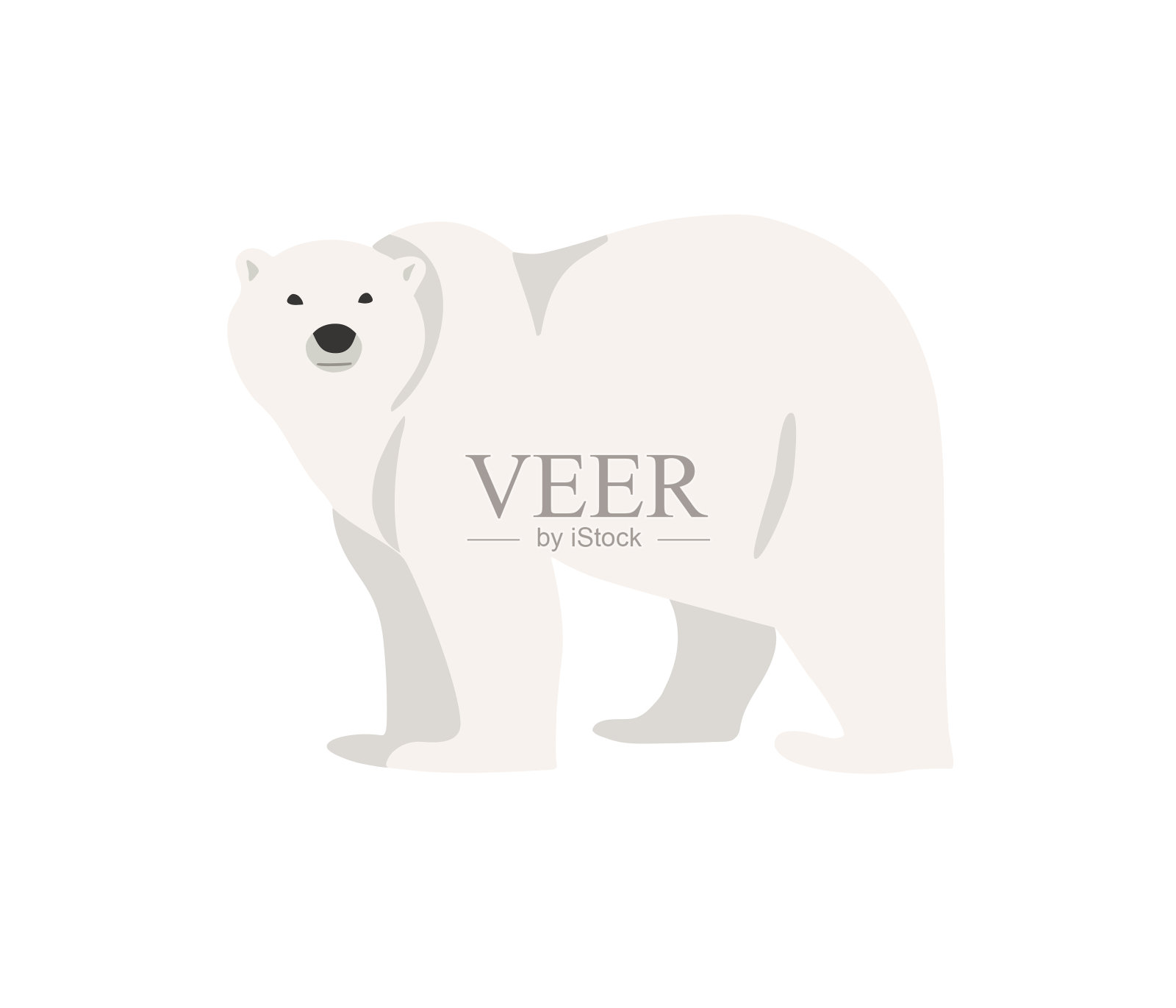 北极熊手绘插图，平面风格设计元素图片