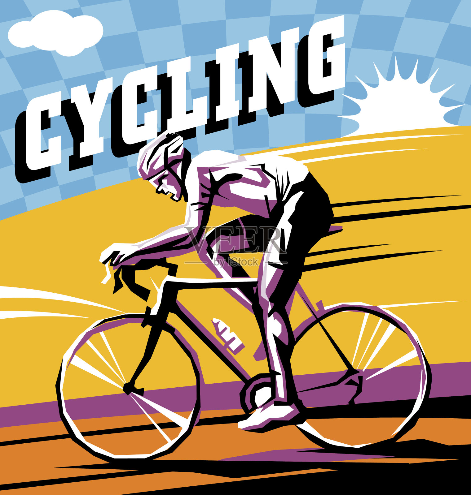 骑自行车插画图片素材