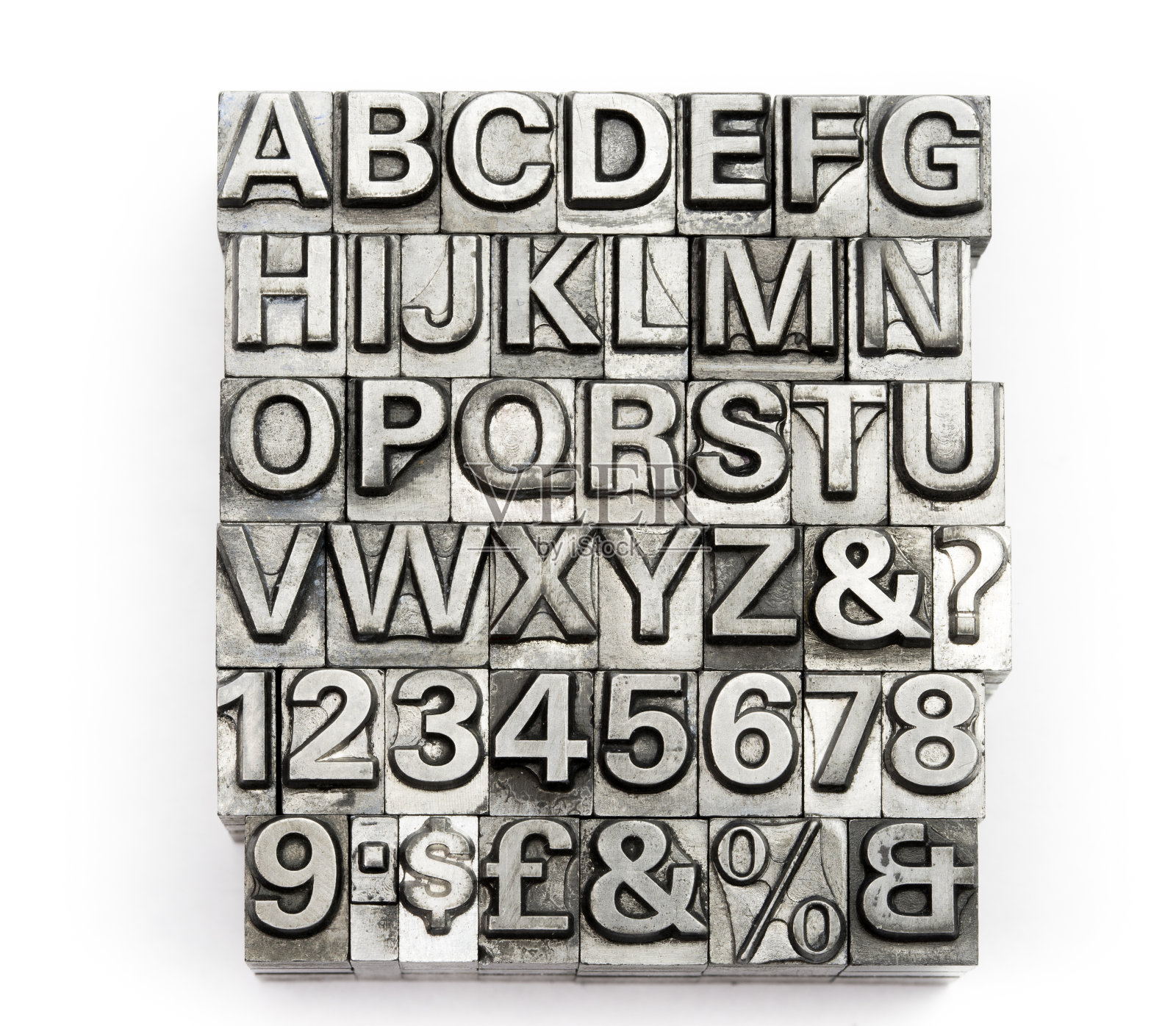 复古letterpress字母表和数字背景照片摄影图片