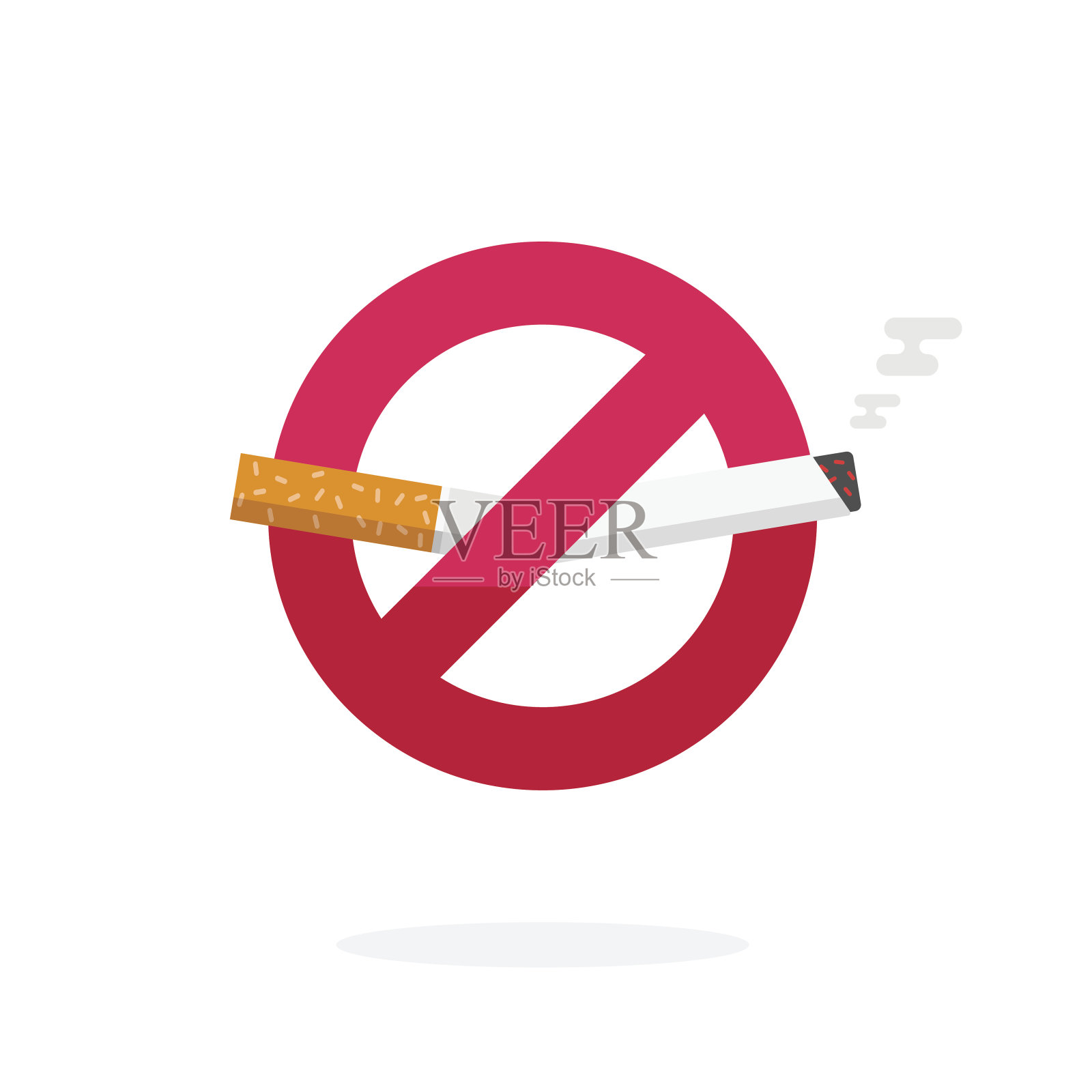 禁止吸烟标志，矢量图标徽章，香烟标签破插画图片素材