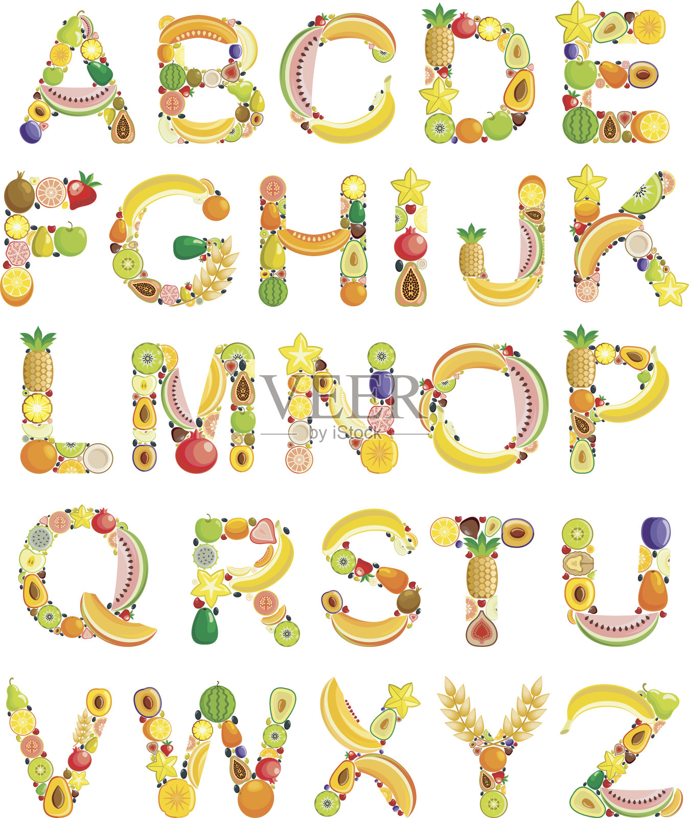 水果字母表插画图片素材