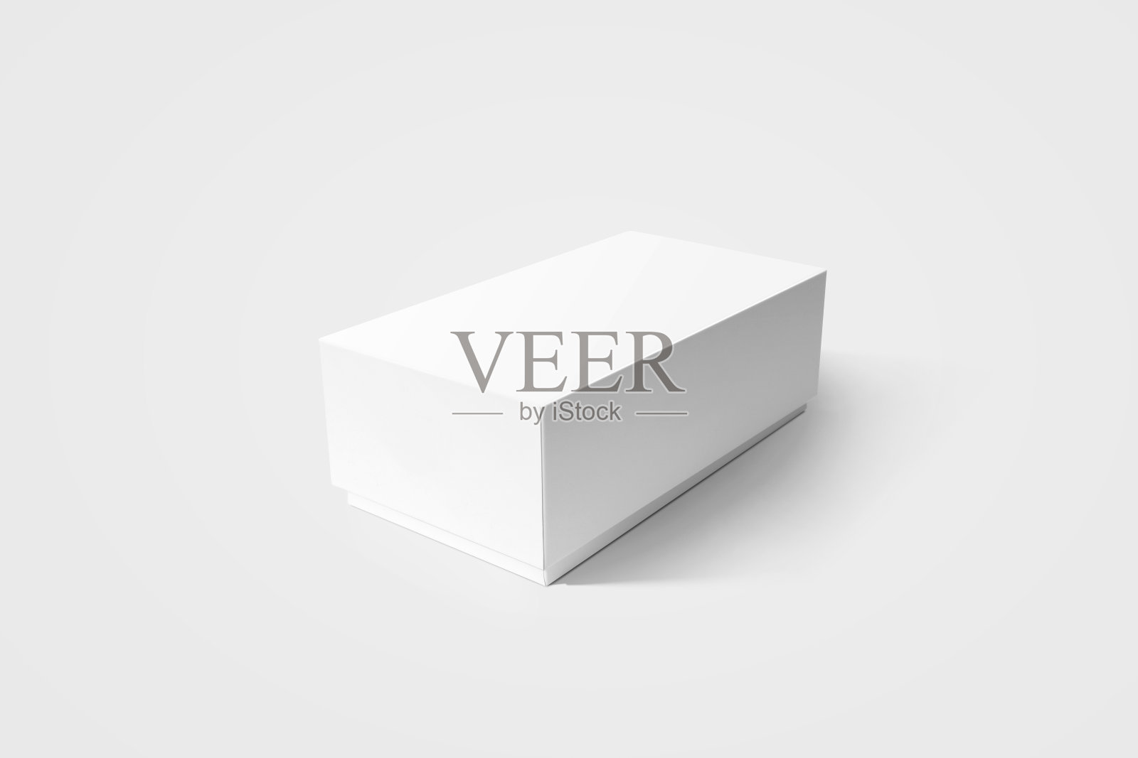 纯白色纸箱产品盒模型，侧视图，裁剪路径。照片摄影图片