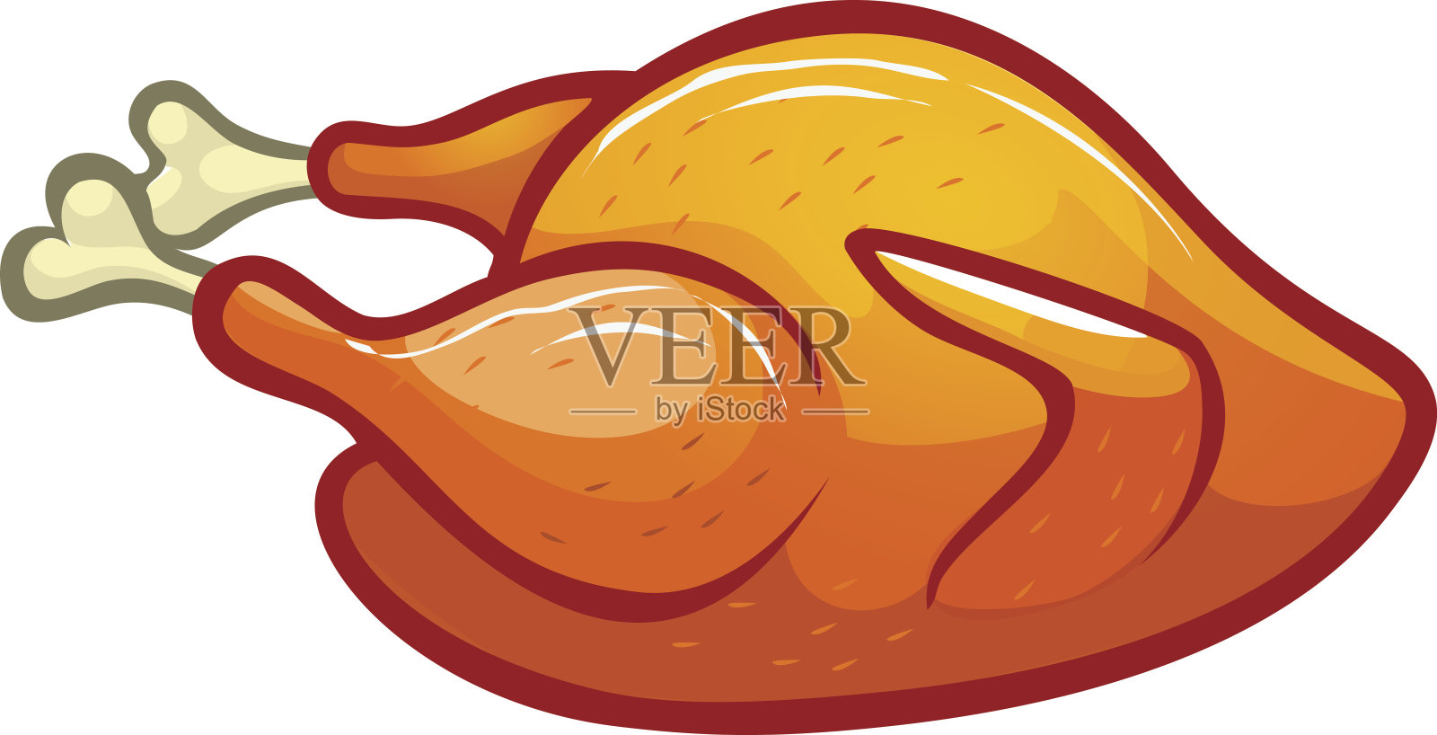 感恩节开胃的油炸火鸡餐图标。矢量图设计元素图片