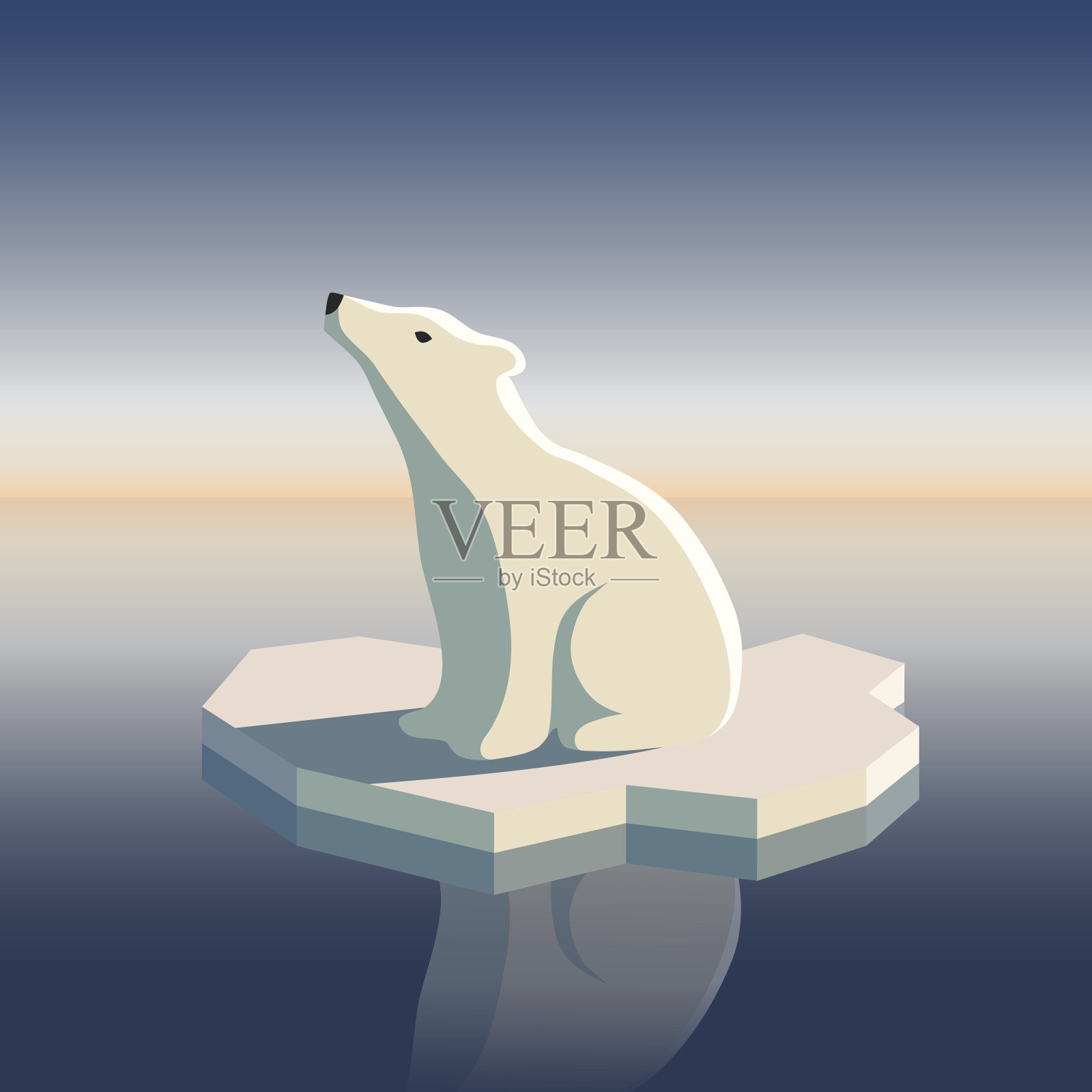 北极熊在浮冰上插画图片素材