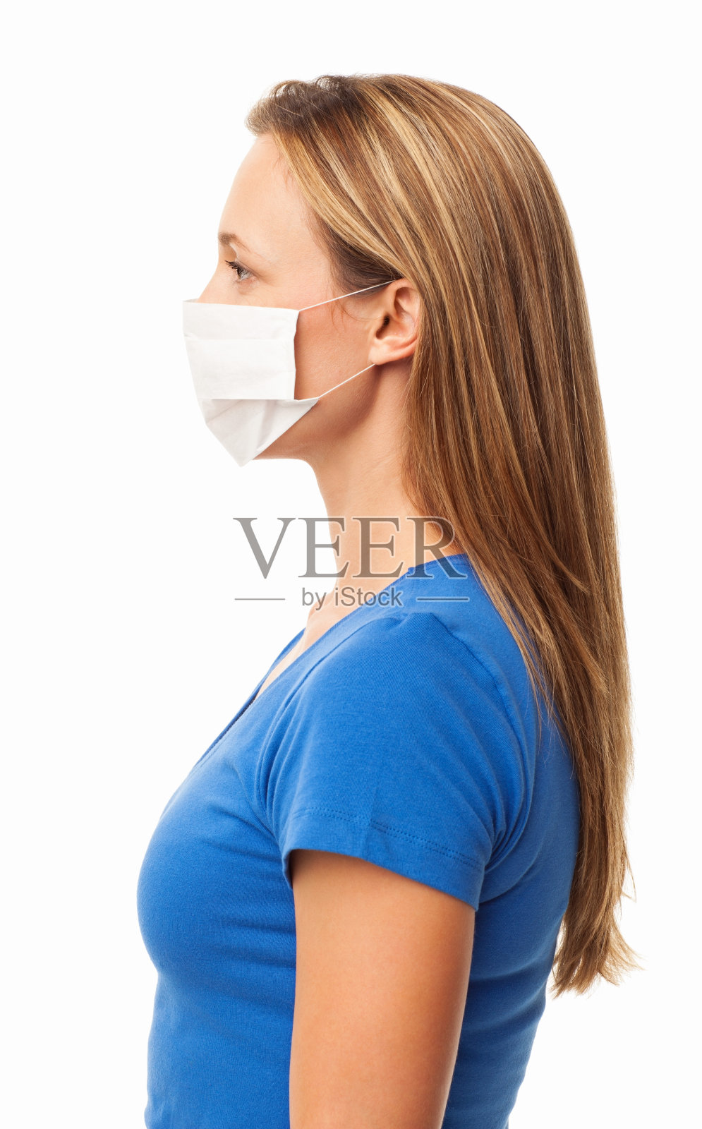 戴流感口罩的女人-隔离照片摄影图片