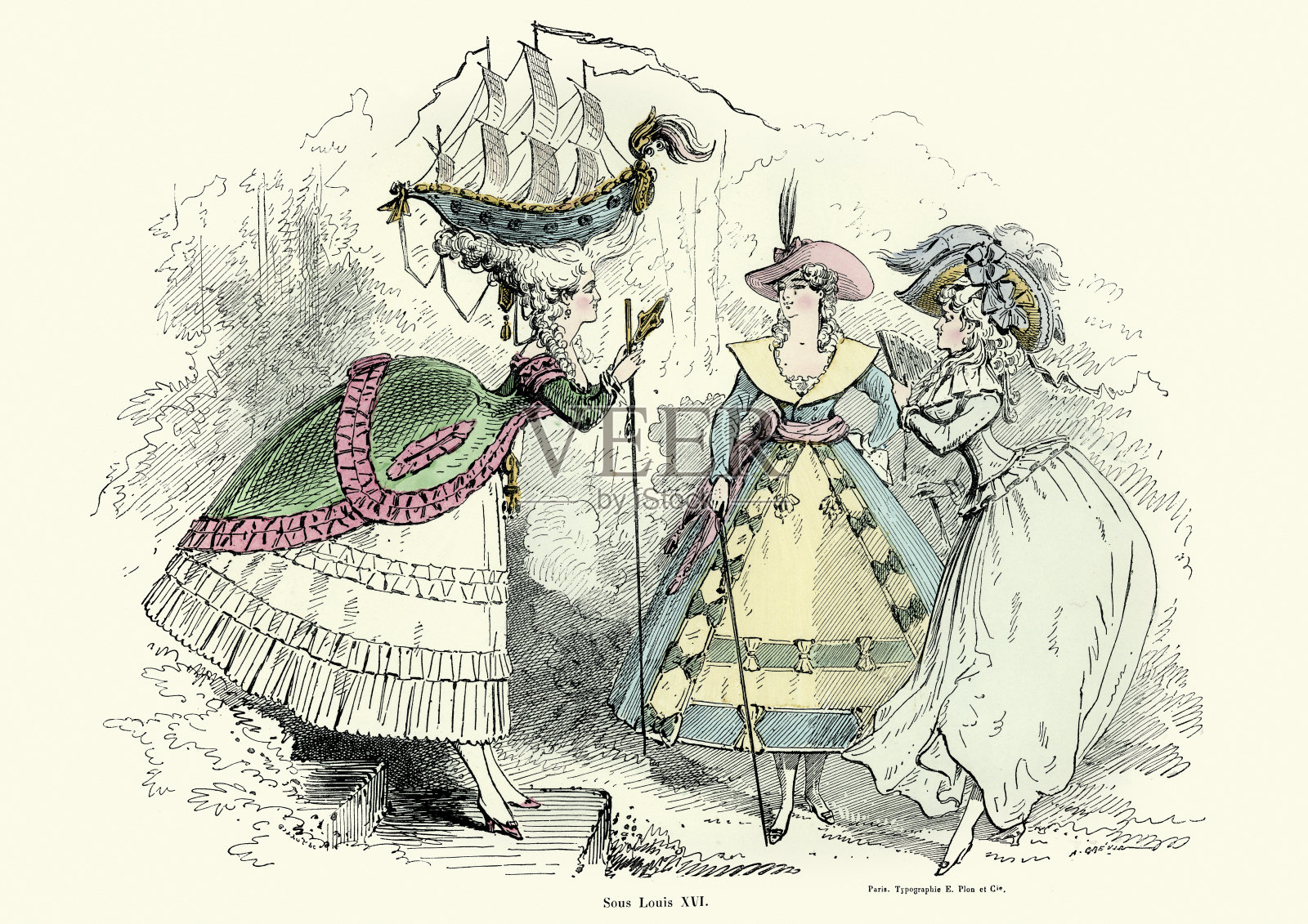 法国路易十六时期的时尚插画图片素材