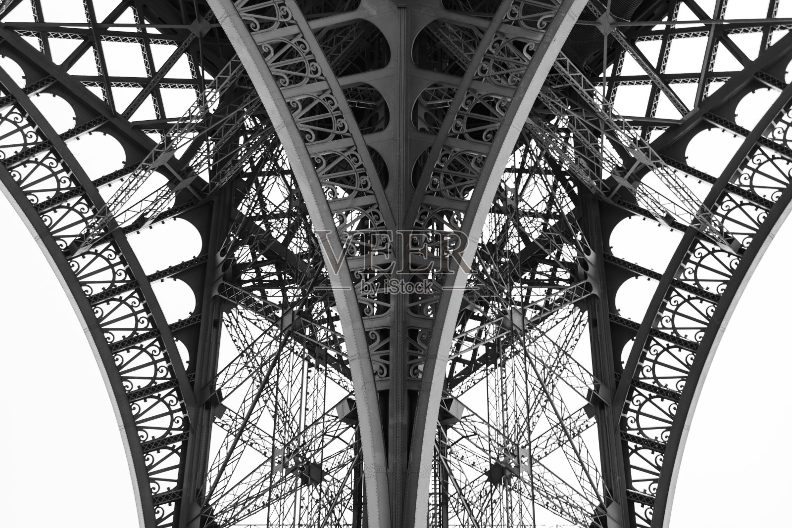法国巴黎埃菲尔铁塔腿的细节。照片摄影图片