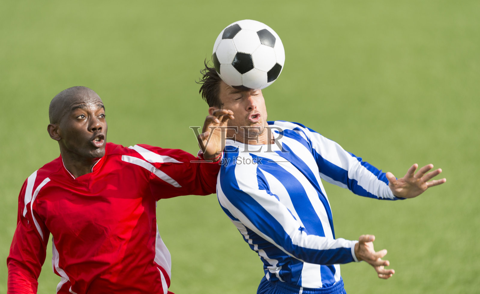 两个足球运动员在行动照片摄影图片