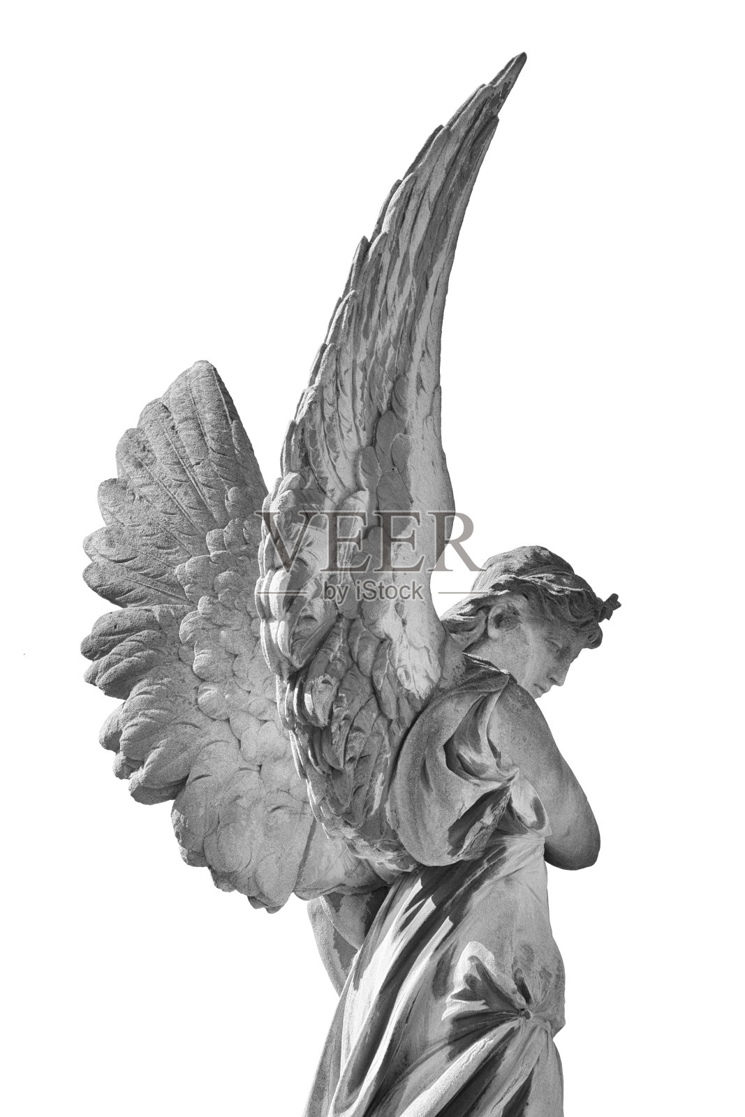 乌克兰利沃夫，利沃夫公墓的天使雕像照片摄影图片