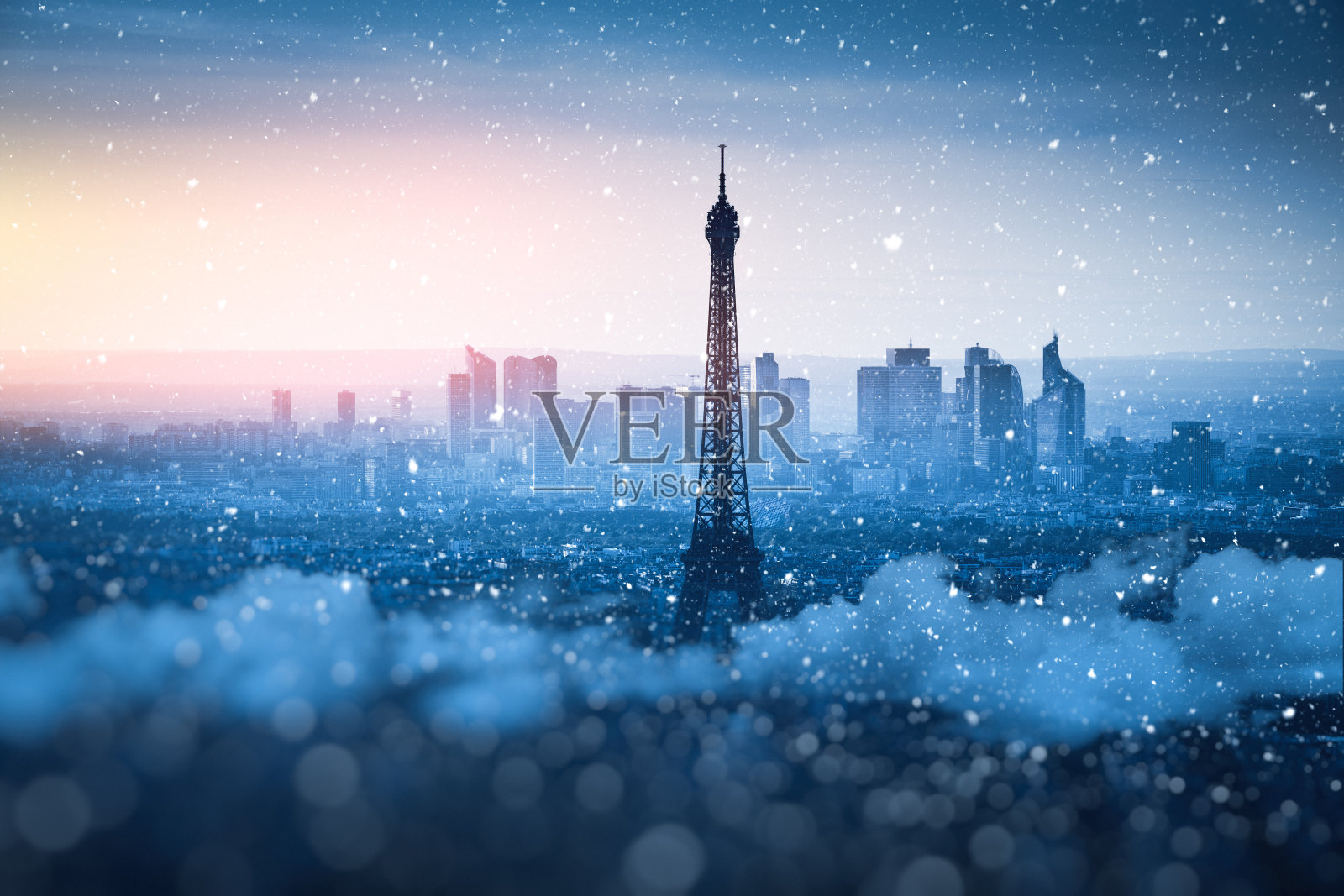 巴黎的冬日日落照片摄影图片