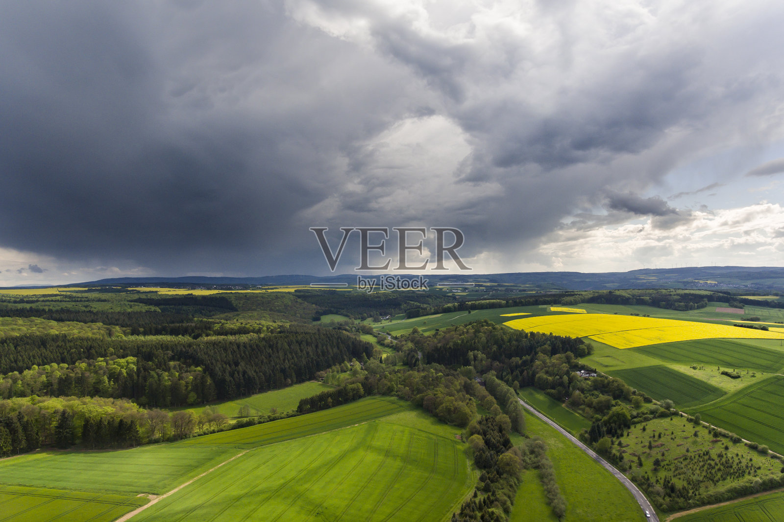 德国农业区全景鸟瞰图照片摄影图片