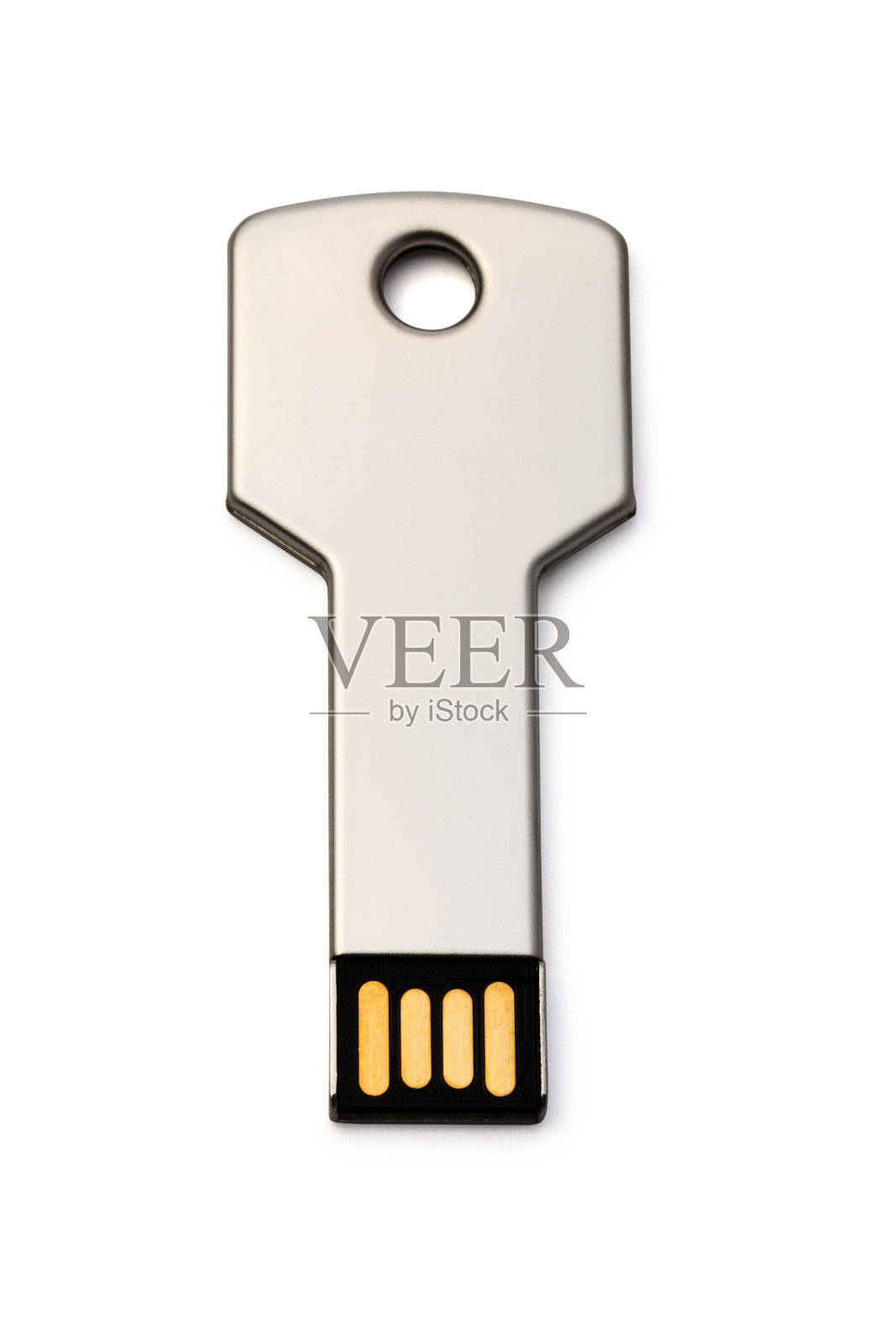 USB闪存存储金属键上的白色宏照片摄影图片