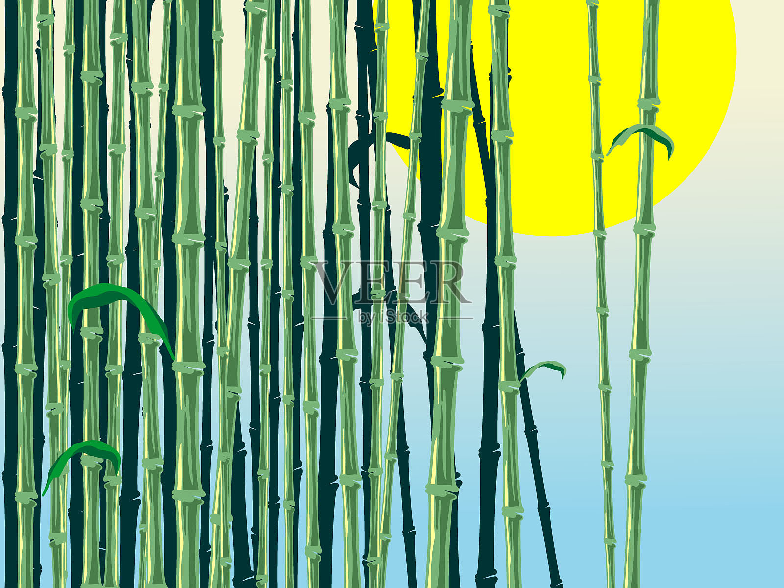 竹子和太阳插画图片素材