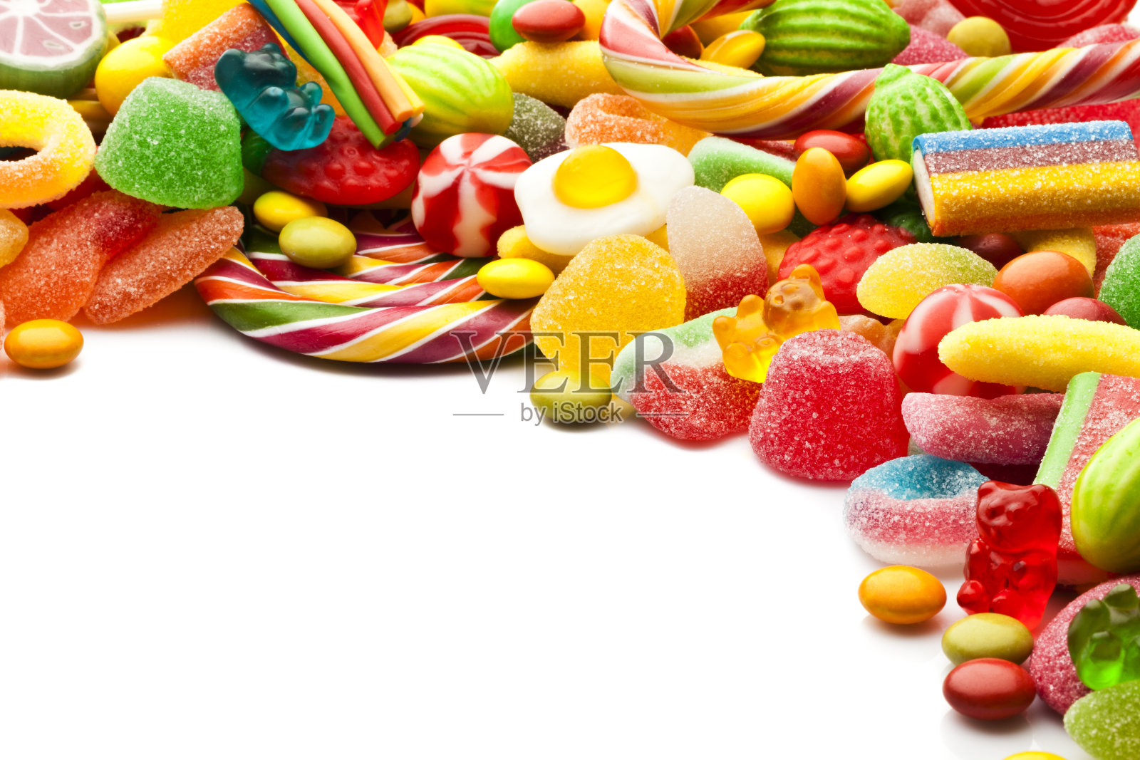彩色的糖果角在白色的背景照片摄影图片
