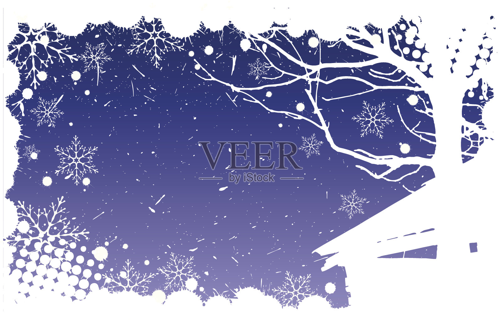矢量背景的冬天与雪花和树插画图片素材