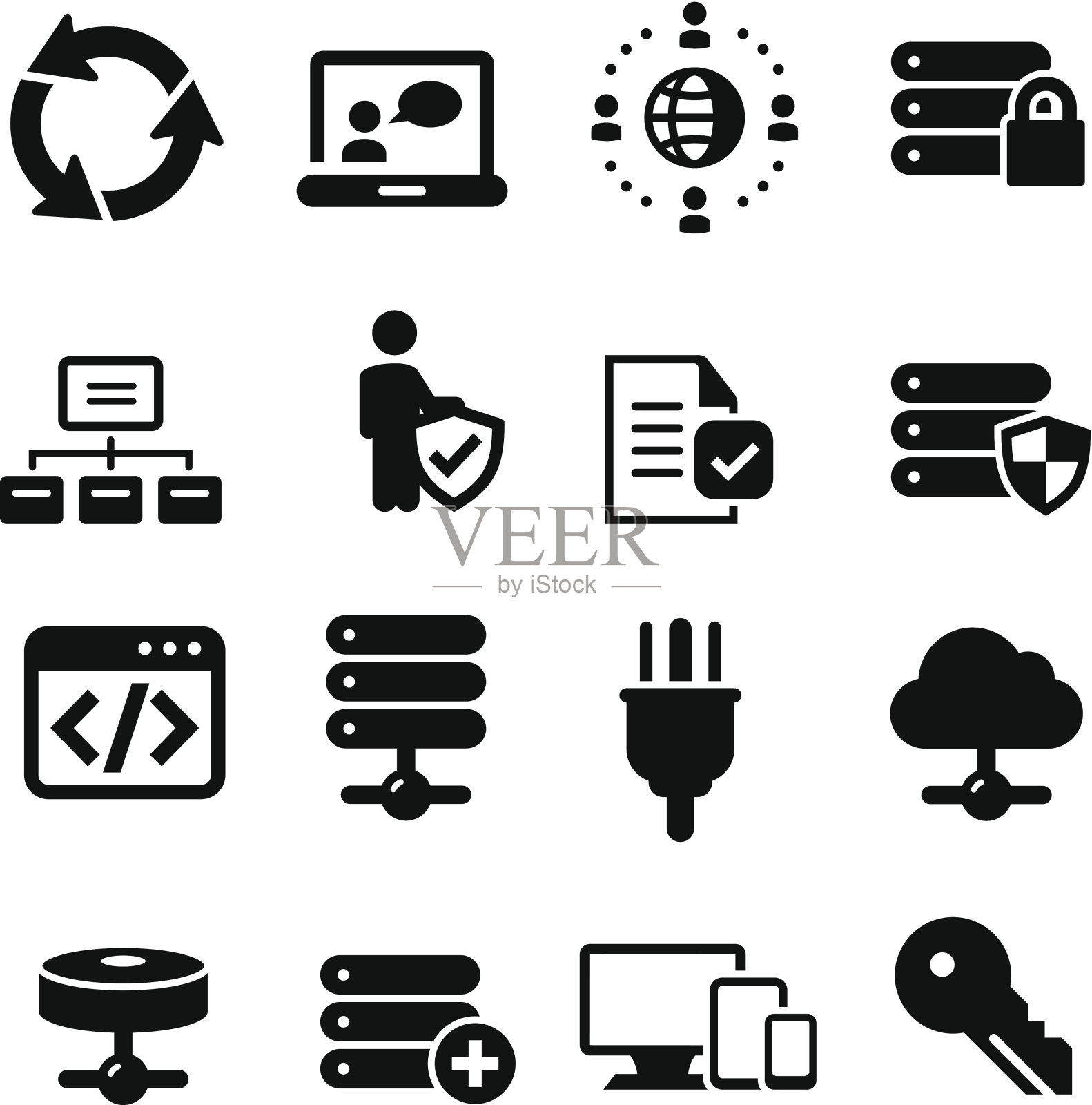 资讯科技服务图标-黑色系列图标素材
