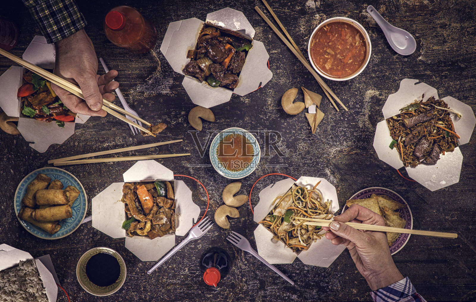 亚洲外卖食品的变种照片摄影图片