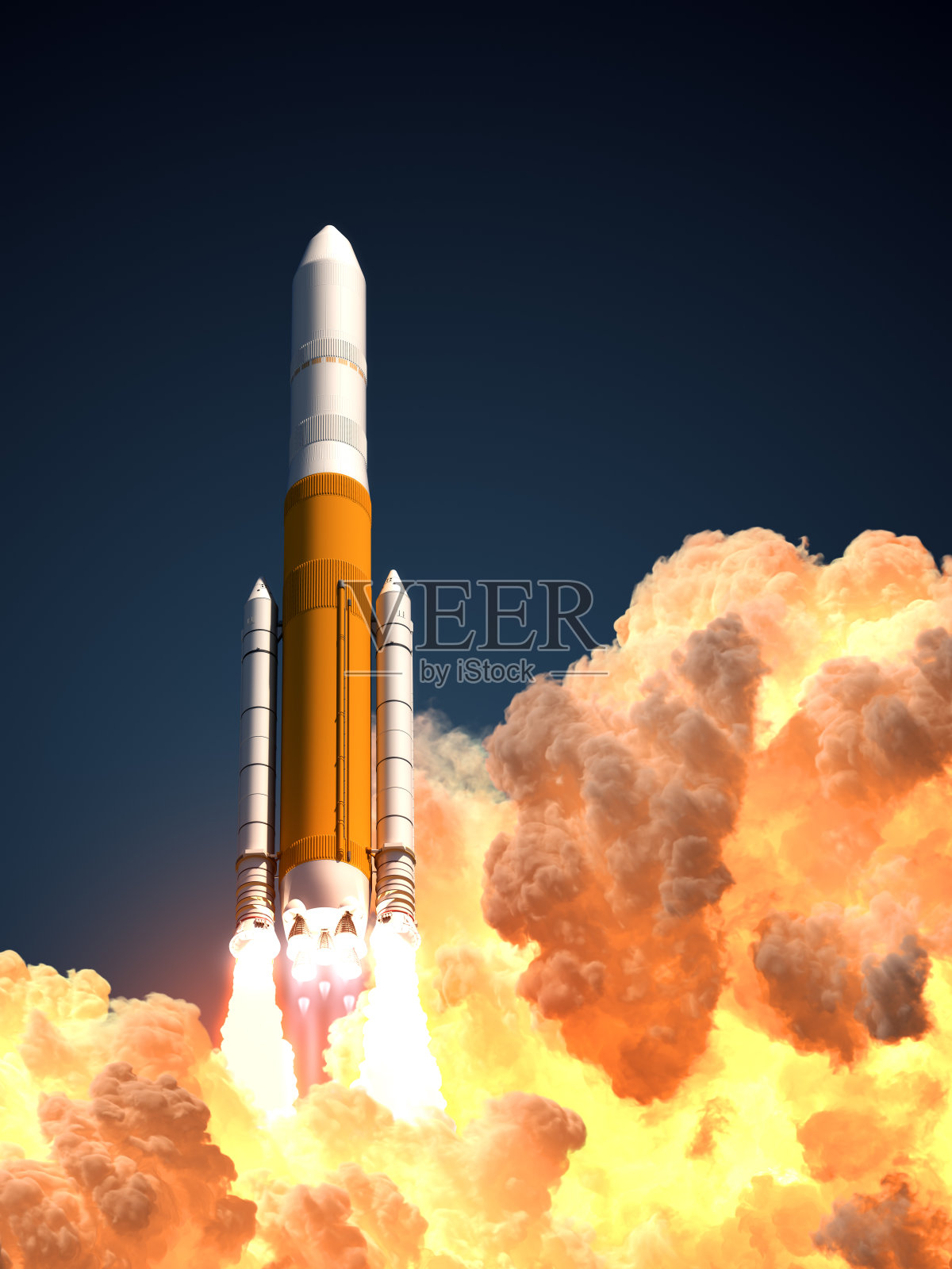 火云中的重型火箭照片摄影图片