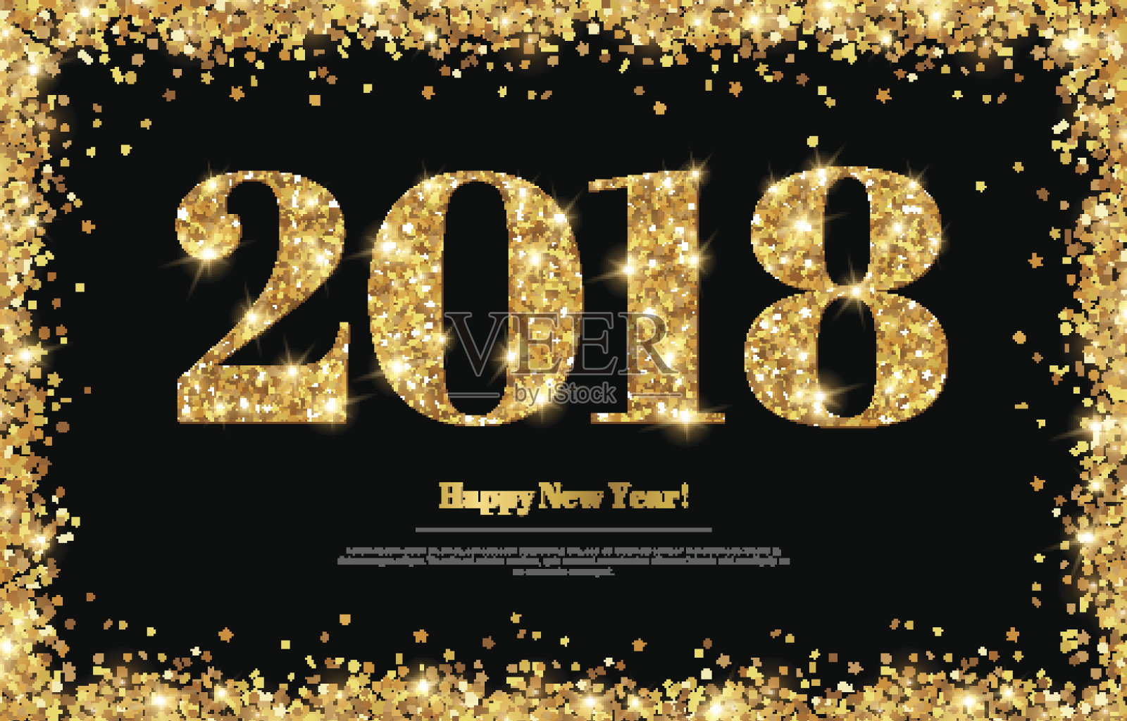 黑色的金色数字代表2018年新年插画图片素材