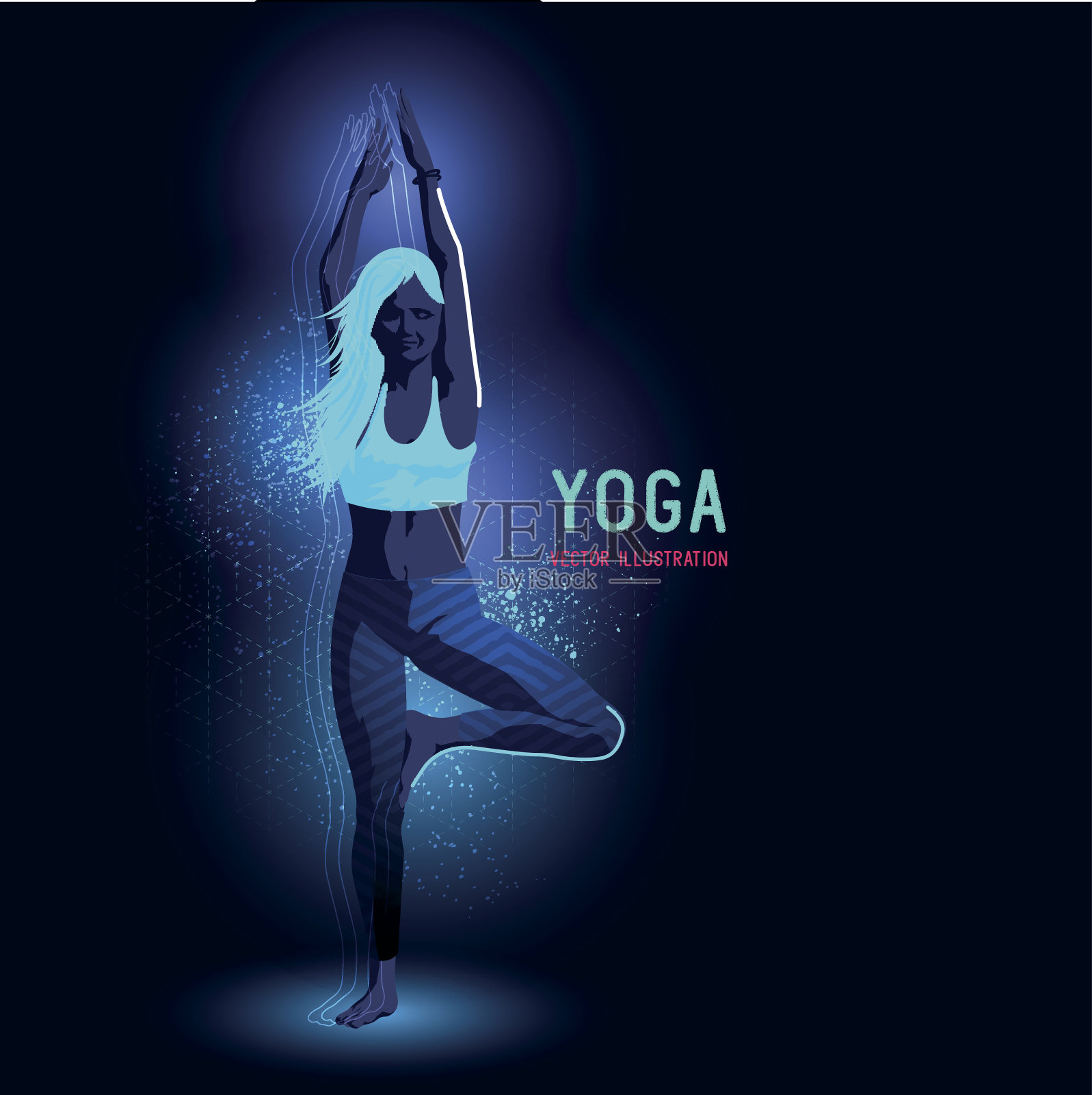 霓虹灯的瑜伽教练插画图片素材