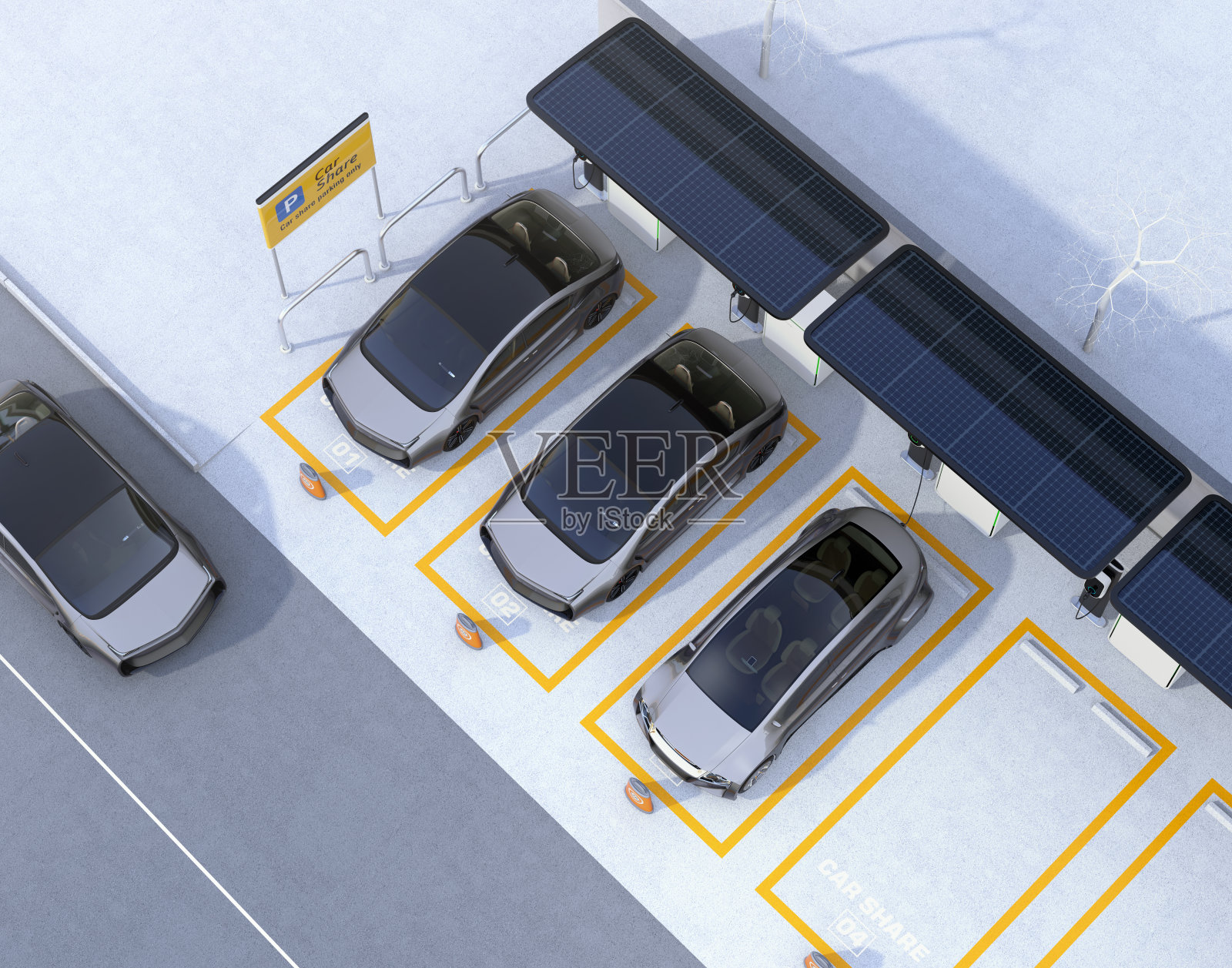 汽车共享业务停车场鸟瞰图插画图片素材