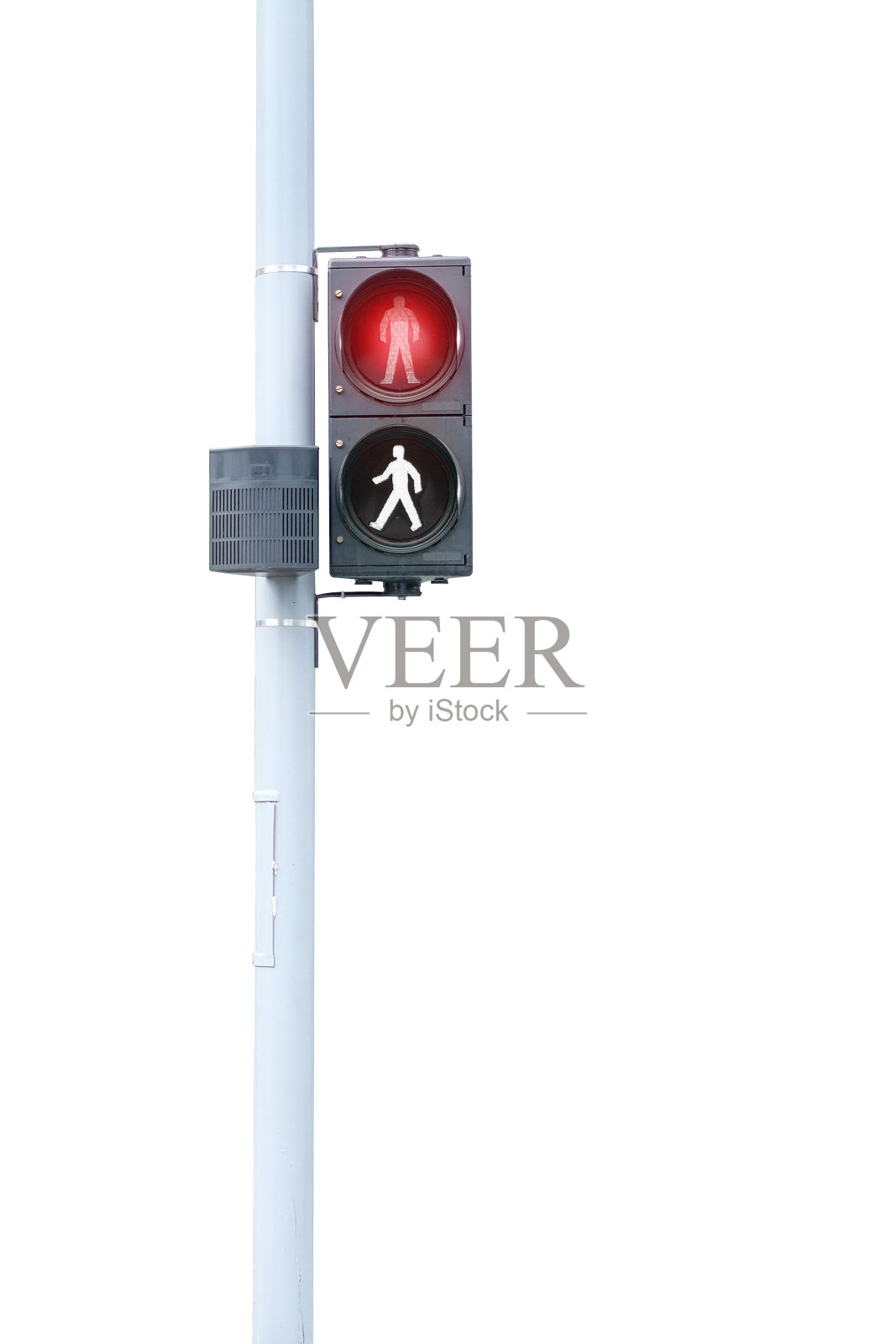 交通灯，红色信号，停止在白色背景与剪辑路径照片摄影图片