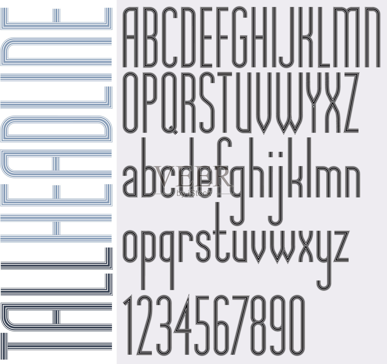 复古条纹高标题轻压缩字体。设计元素图片