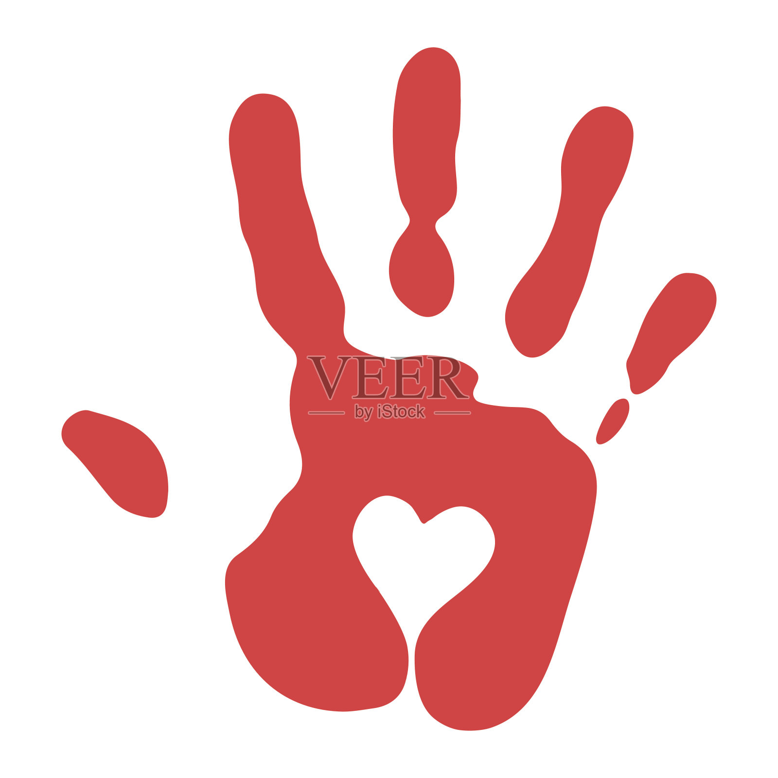 红色手印心形标志设计元素图片